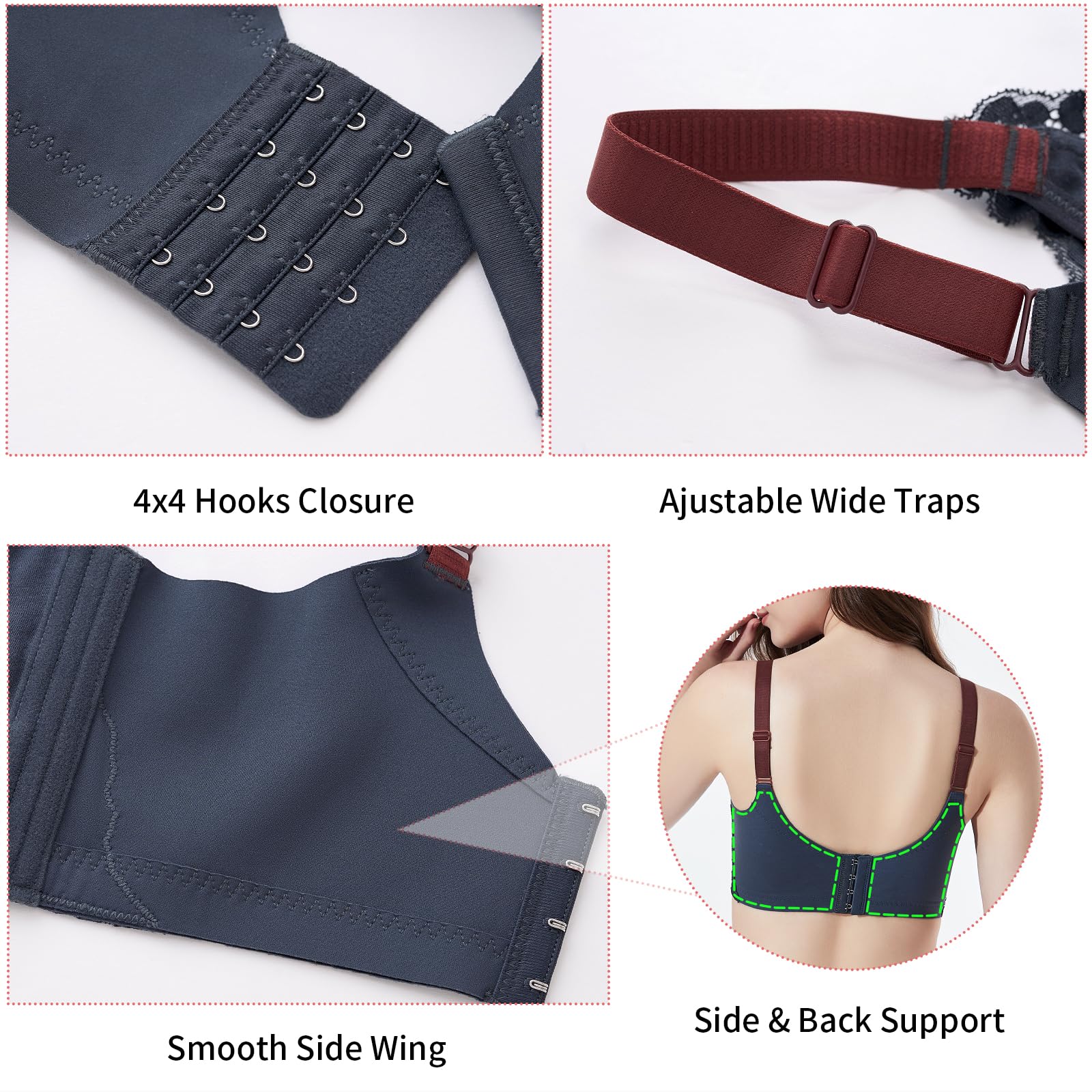 Baetty Wireless Bras for Women - No Underwire, Unpadded Full Coverage Comfort Bra 4548 | Perfect for Yoga, Sleeping & Everyday Wear