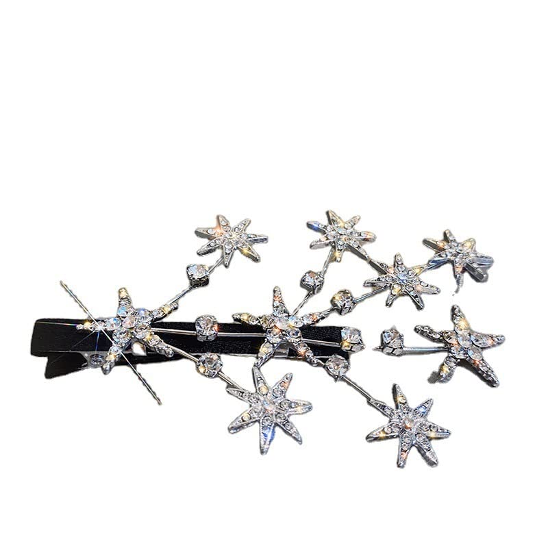 Shiny Rhinestone Star Hair Clips with Pearls for Girls - Gold & Silver Hair Accessories for Parties & Weddings