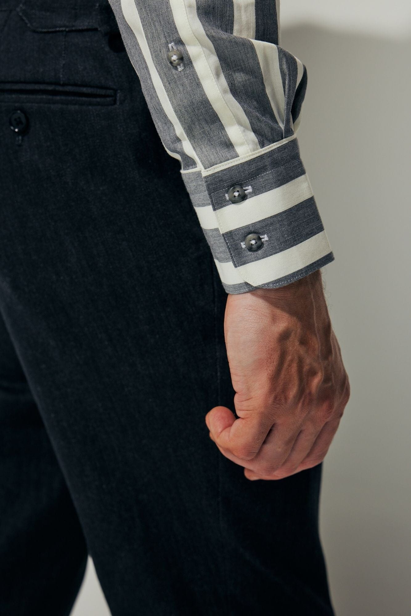 Cooper Super Lux Shirt - Premium Grey & White Wide Stripe Button Down for Men | Business Casual & Office Wear | Comfortable Dress Shirt for Work & Formal Occasions