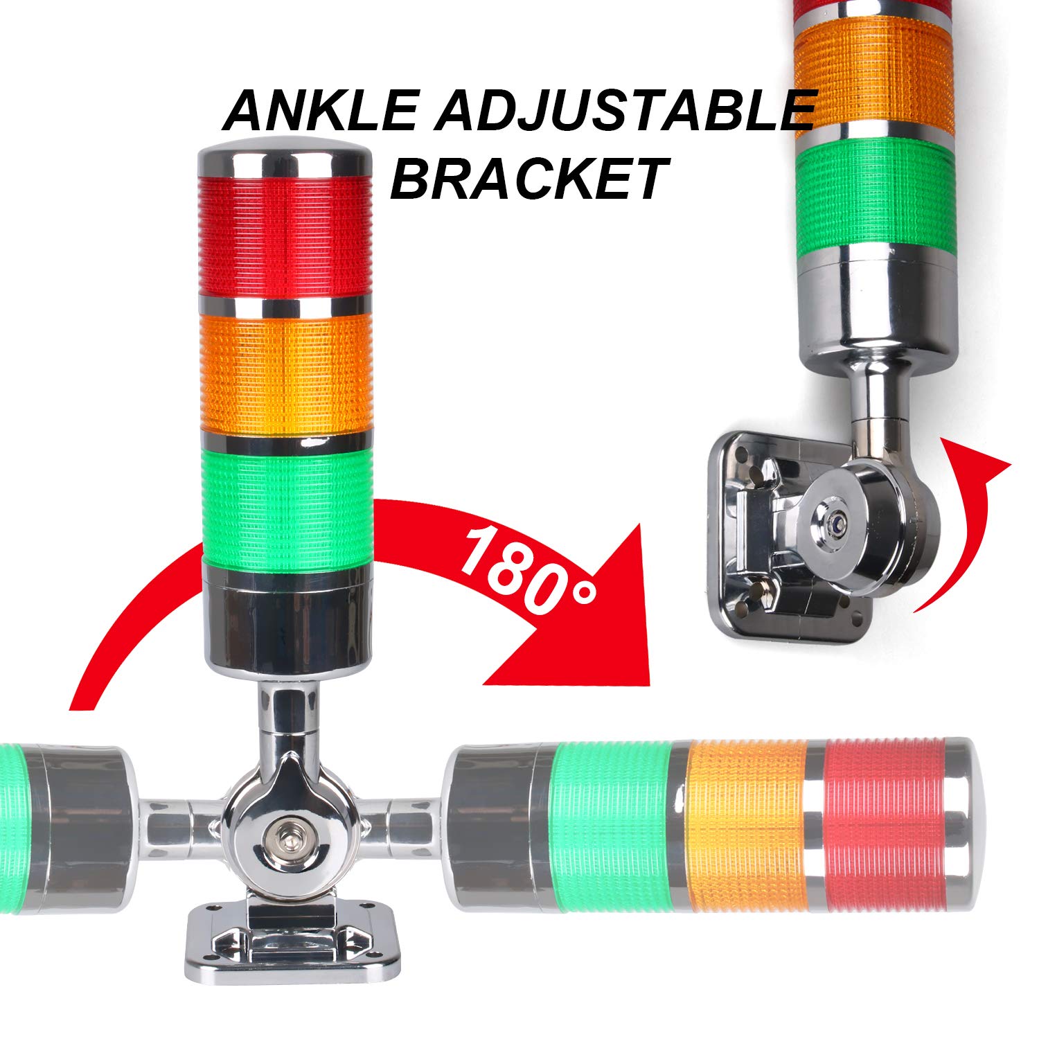 12-24V LED Stack Tower Lights - Industrial Warning & Andon Lights with Continuous/Flashing Modes - 1 Layer Column Signal Tower Indicator (No Buzzer) - Perfect for Factory Automation, Warehouse Safety & Equipment Status Monitoring