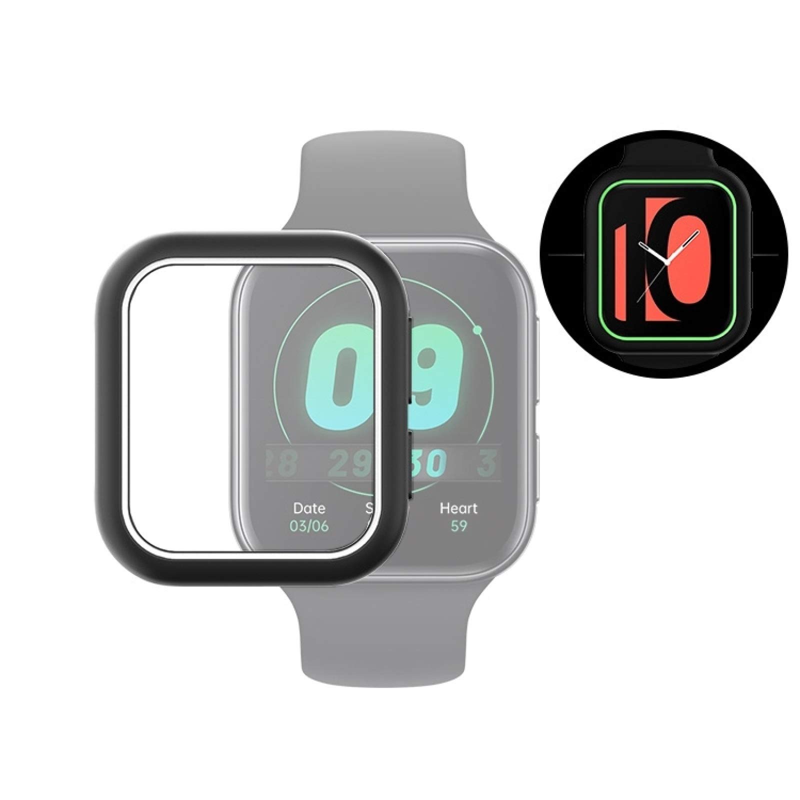 Oppo Watch 41mm Smart Watch Case - Black & White Luminous Green TPU Protective Cover | Durable Scratch-Resistant Case for Workouts, Running & Daily Use