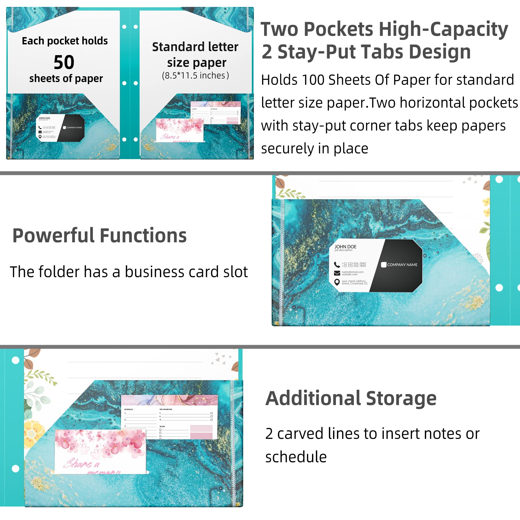 Waterproof Plastic Folders with Pockets - 6-Pack Letter Size (11