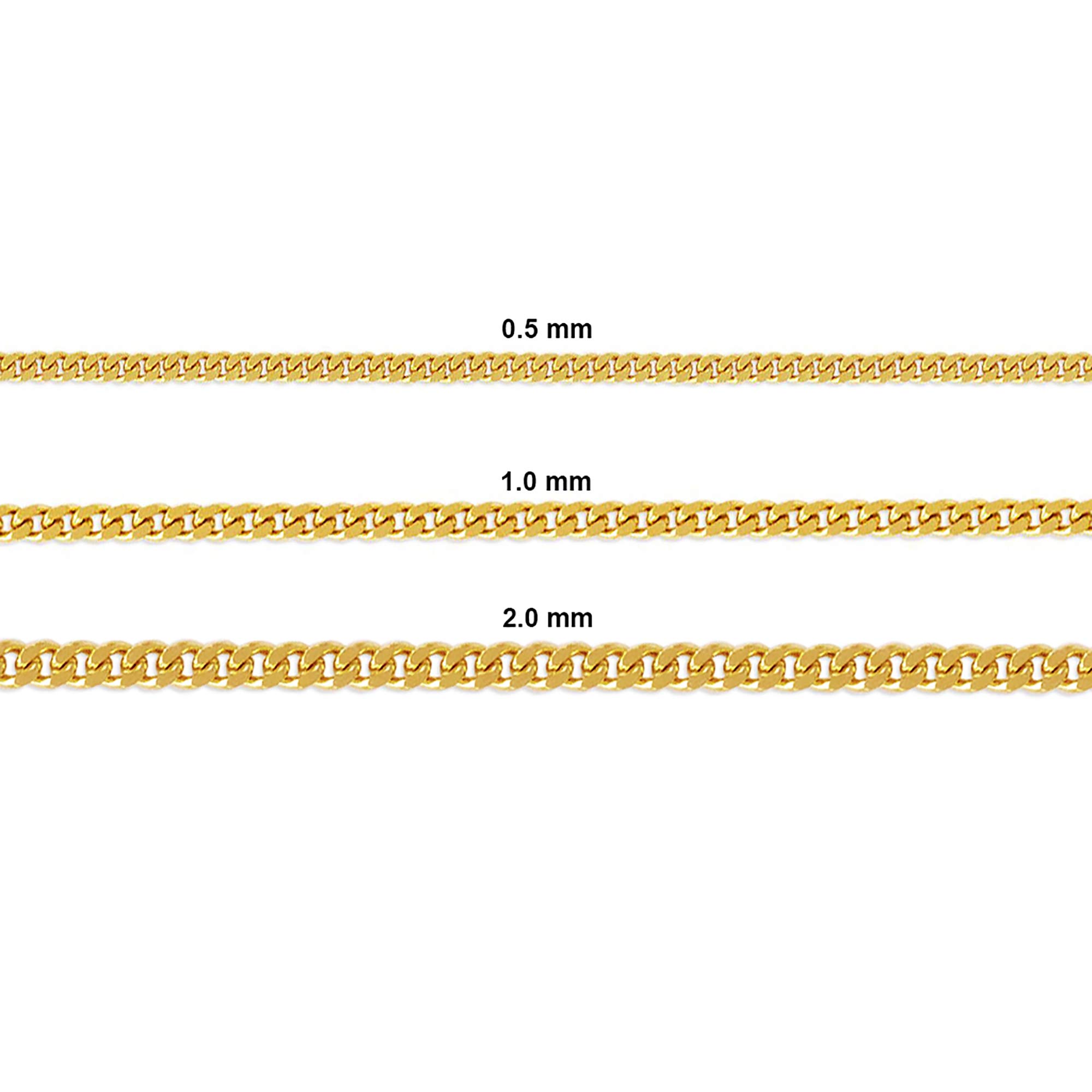 14K Solid Gold Chain Necklace for Men & Women - Thin 0.5mm to 2mm Thick Curb Link Necklace (16, 18, 20, 22, 24 Inch) - Perfect for Everyday Wear, Gifts & Layering Jewelry