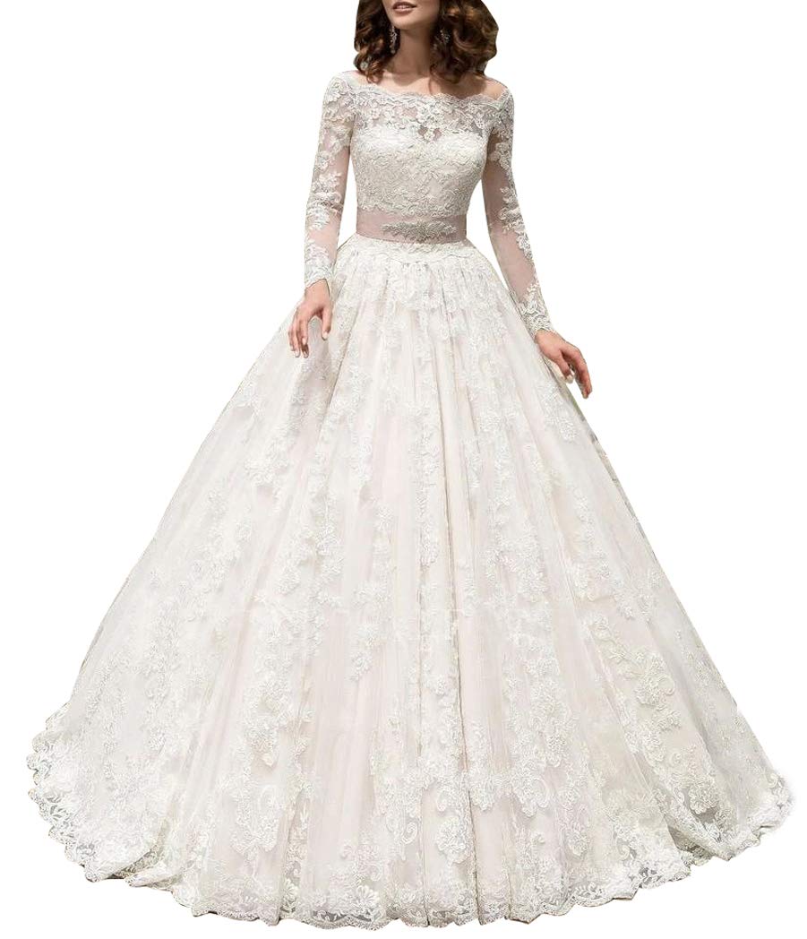 Elegant A-Line Off The Shoulder Wedding Dress with Appliques & Long Sleeves - Sweetheart Neckline Bridal Gown for Bride | Perfect for Church Weddings, Beach Ceremonies & Formal Receptions