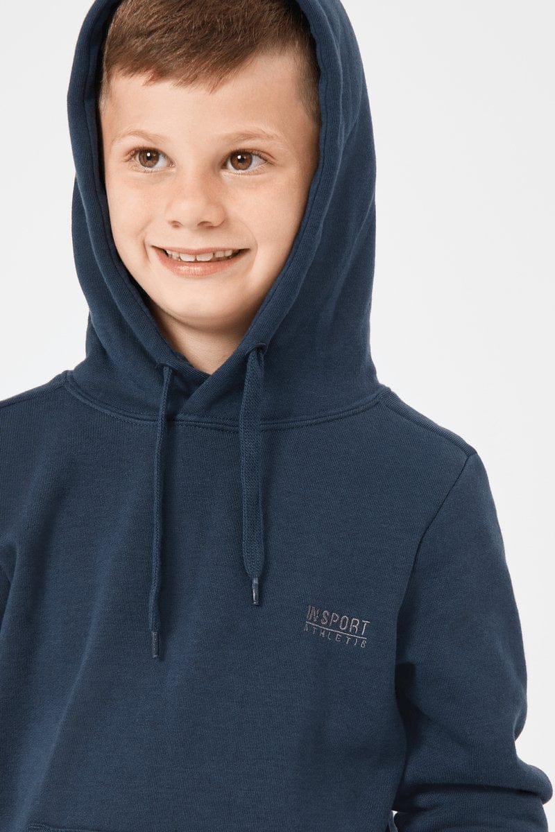 INSPORT JUNIOR ALASKA NAVY HOODIE - Kids' Warm Fleece Pullover Sweatshirt for Outdoor Winter Activities & Casual Wear