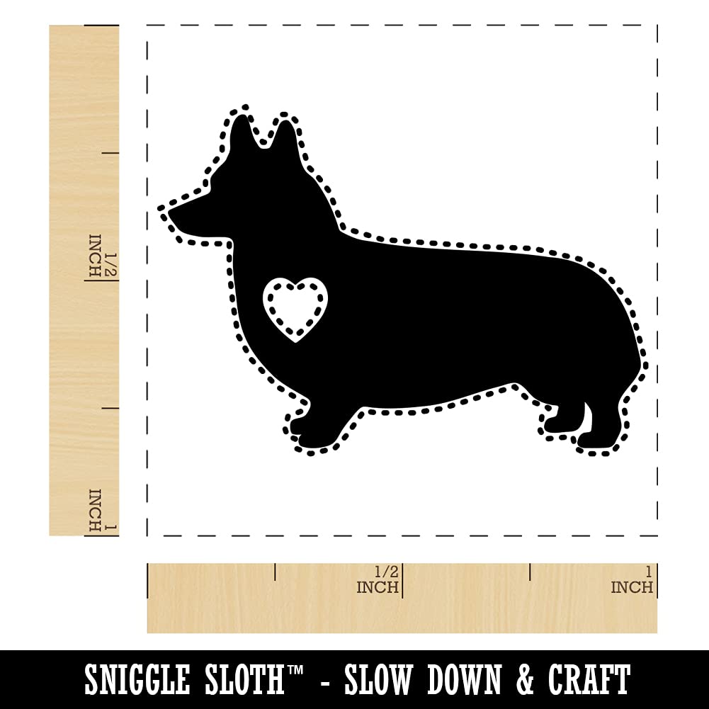 Pembroke Welsh Corgi Dog with Heart Self-Inking Rubber Stamp - 1 Inch Small Stamp with Red Ink - Perfect for Scrapbooking, Card Making & DIY Crafts