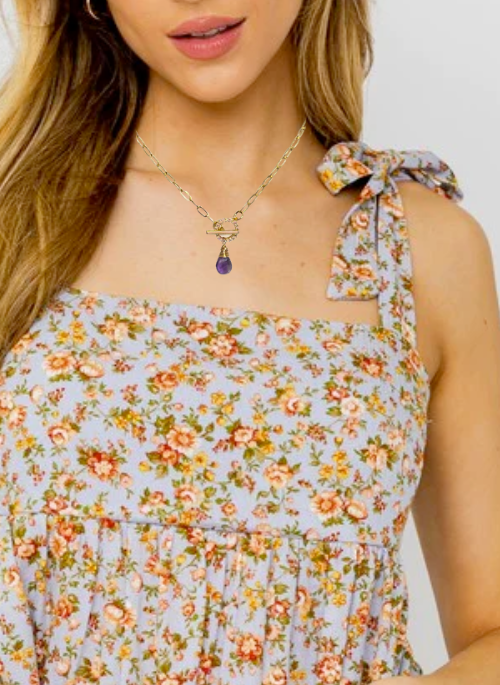 Olivia Amethyst Necklace with Cubic Zirconia - Elegant Purple Gemstone Jewelry for Women, Gift for Her, Perfect for Weddings, Parties & Special Occasions