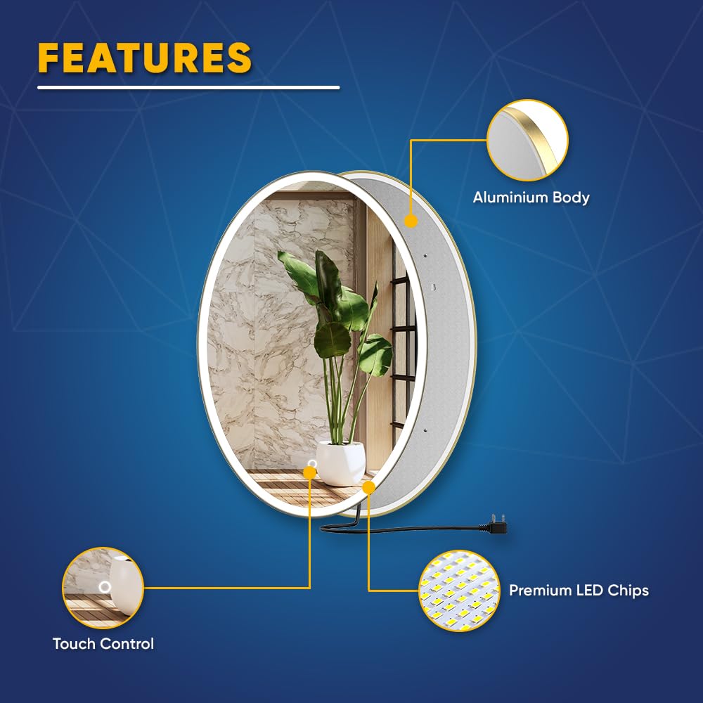 LEDMyplace 24x32 Inch Oval LED Bathroom Mirror with Adjustable CCT (3000K/4000K/6000K), Anti-Fog, High CRI 90+, Touch Control - Wall Mounted Vanity Makeup Mirror with Memory Function - Perfect for Modern Bathrooms, Dressing Rooms & Makeup Studios