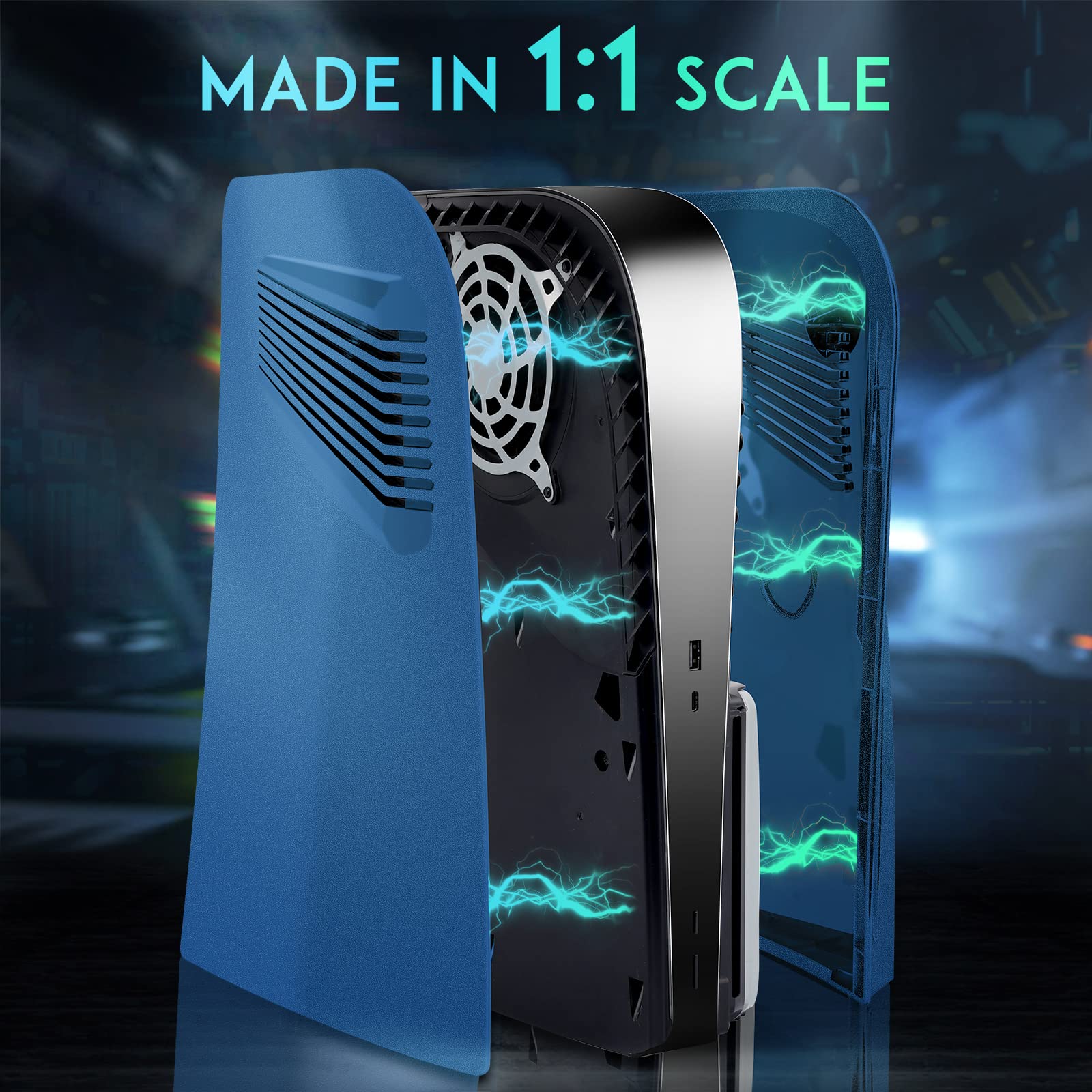 SIKEMAY PS5 Console Cover Plates for Disc Edition - Shockproof ABS Shell with Cooling Vents & Dust Protection - Navy Blue | Custom Faceplate for PlayStation 5 Accessories | Perfect for Gaming Setups & Home Decor