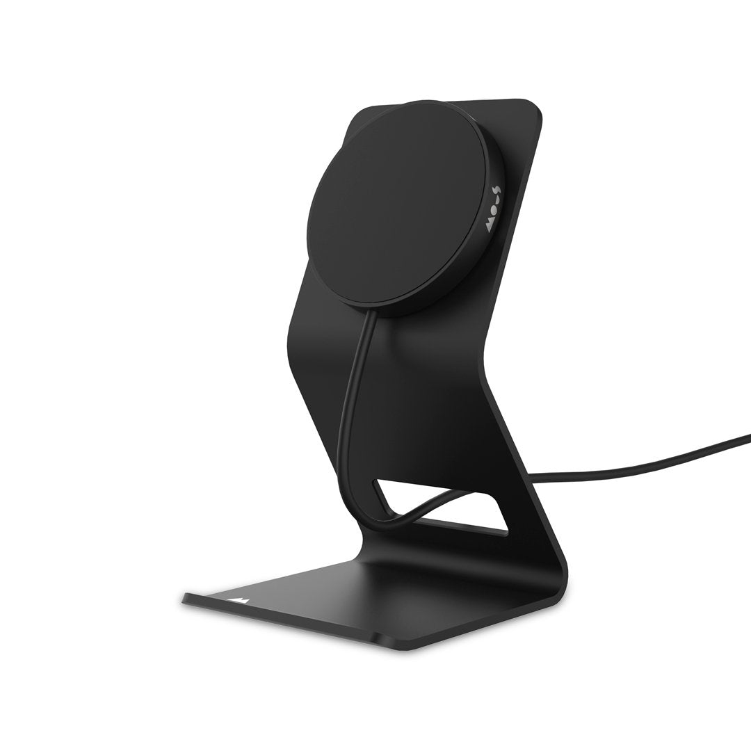 Matte Black MagSafe® Compatible Wireless Charger Stand for iPhone 12/13/14/15 - Fast Charging Phone Holder for Home, Office & Nightstand Use