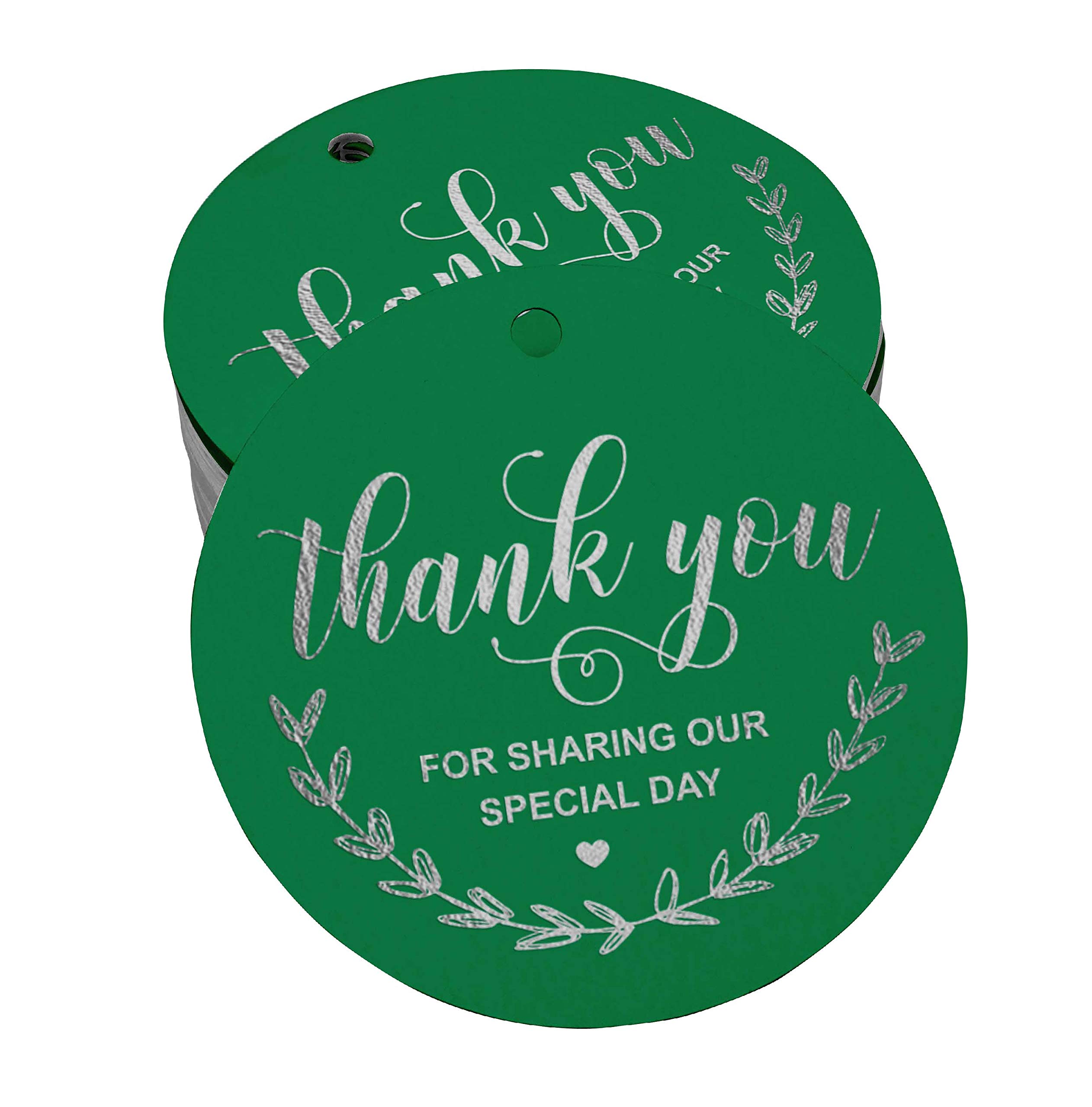 Elegant Silver Foil Thank You Tags - 100pcs Wedding, Bridal Shower, Baby Shower, Birthday & Retirement Party Favor Tags - Perfect for Special Occasion Gifts & Celebrations