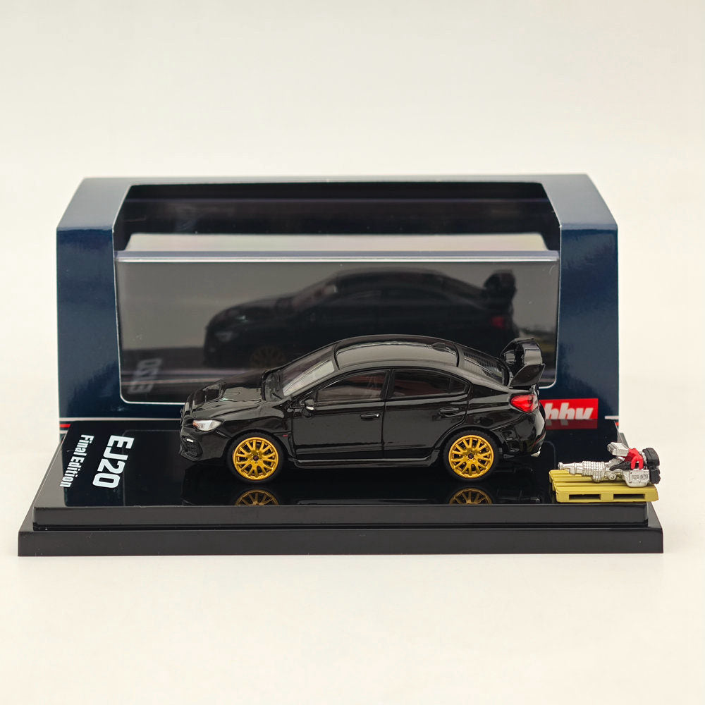 1/64 Scale Subaru WRX STI EJ20 Final Edition Black Diecast Model Car - Limited Collector's Toy with Detailed Engine - Perfect for Display, Gifts & Racing Enthusiasts