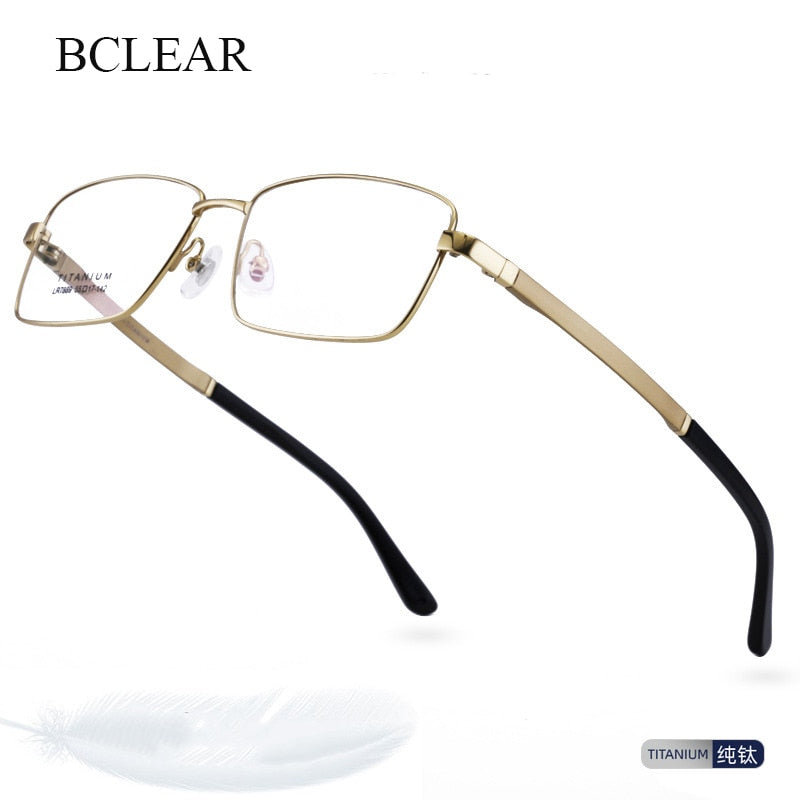 Bclear Men's Full Rim Square Titanium Eyeglasses LB7889 - Lightweight Durable Frame for Work, Reading & Everyday Use