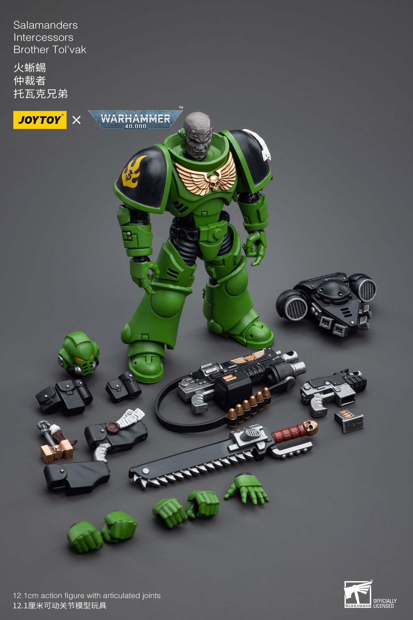 JOYTOY 1/18 Scale 3.75 Inch Warhammer 40K Salamanders Intercessors Brother Tol'vak Action Figure - Collectible Miniature for Tabletop Gaming & Display