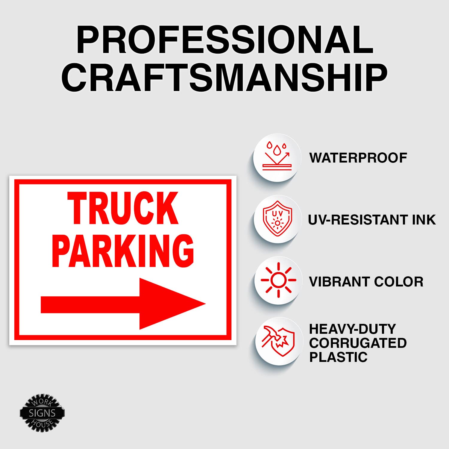 TRUCK PARKING RIGHT ARROW RED YARD SIGN - 18