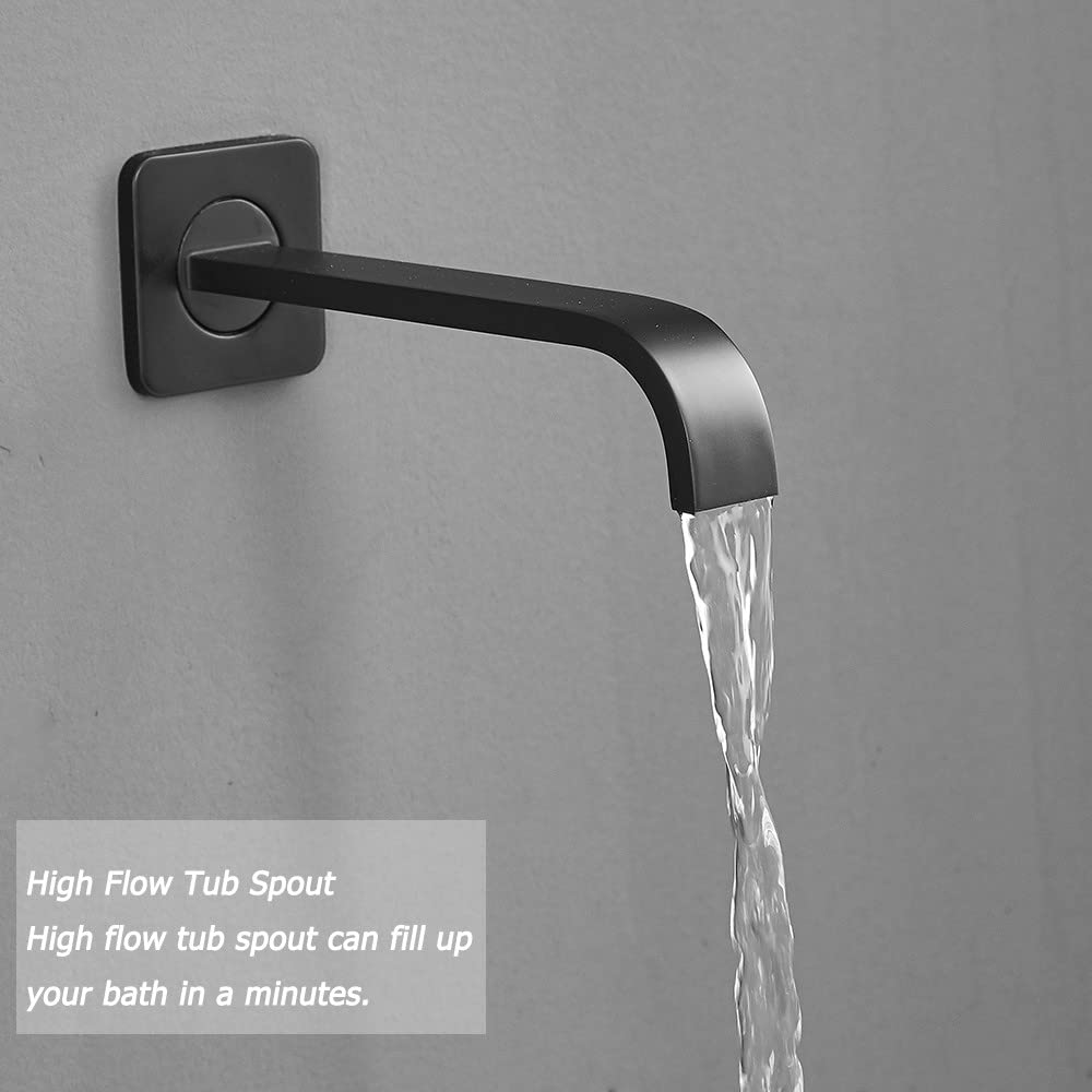 Premium Matte Black Shower System - Wall Mounted Tub Faucet with 10
