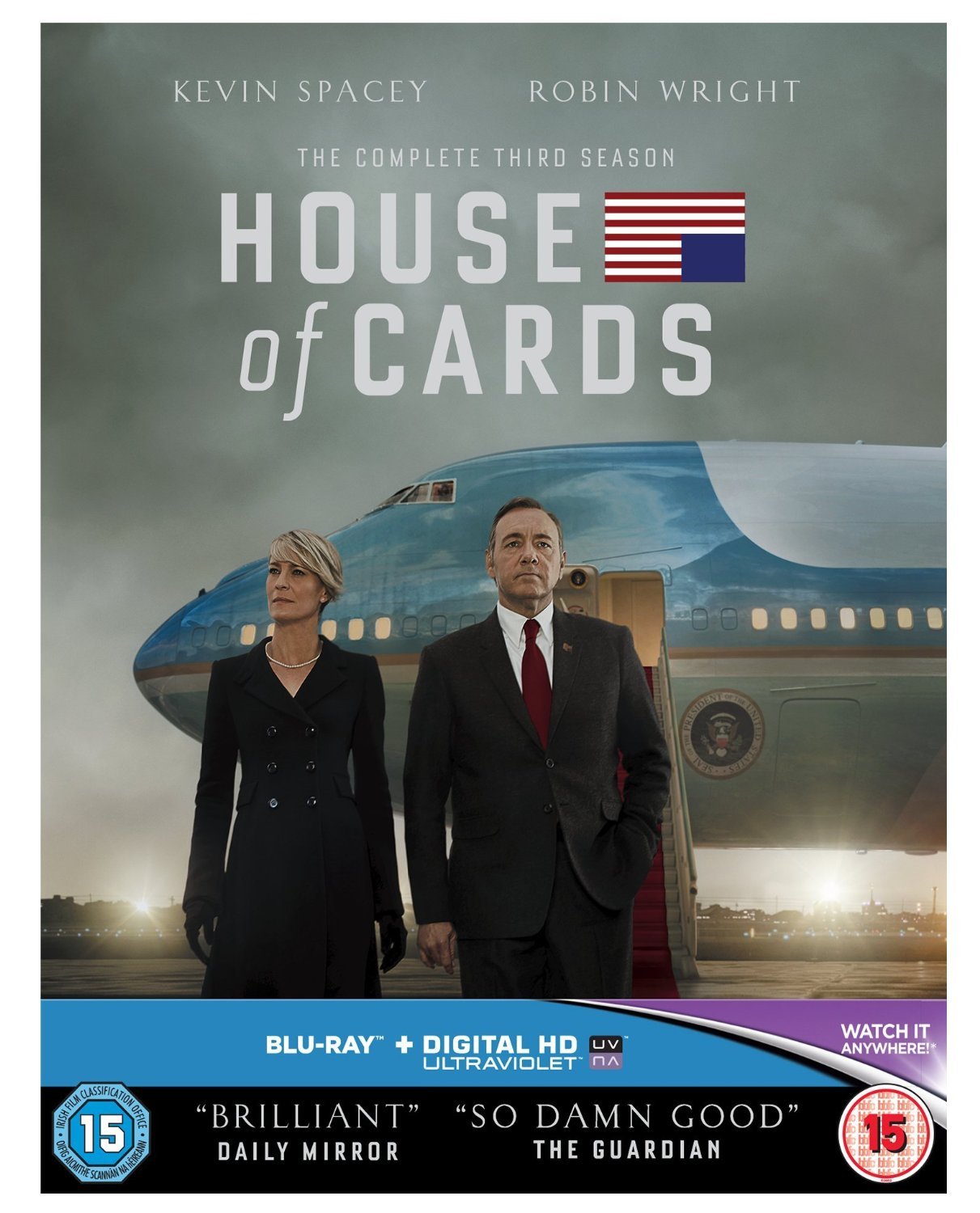 House of Cards Season 3 Blu-ray - Political Drama Series, Kevin Spacey, Robin Wright - Perfect for Binge Watching & Home Entertainment Collections