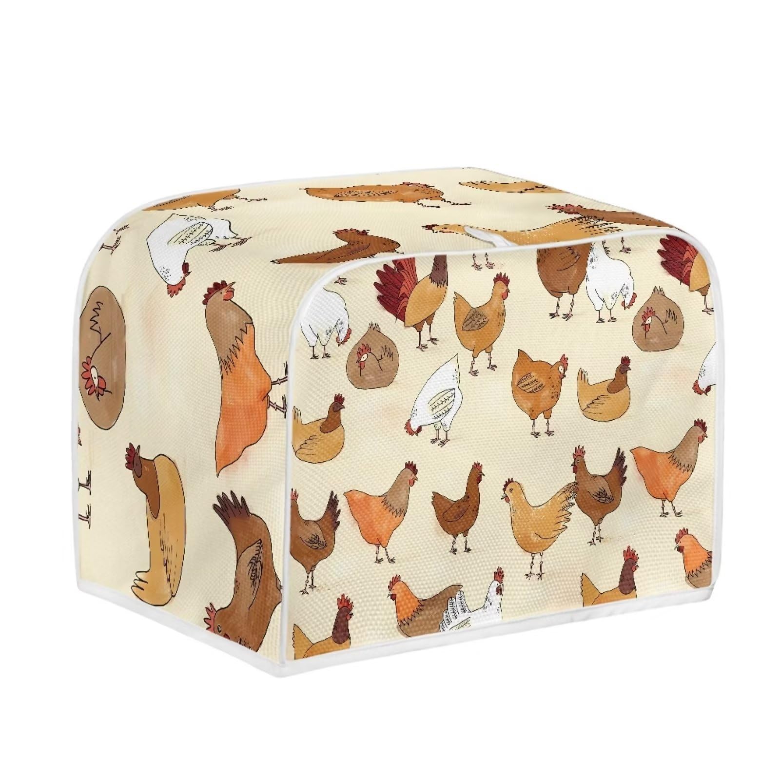 Dolyues Chicken 2-Slice Toaster Cover - Rooster Pattern Kitchen Appliance Protector for Toaster Ovens | Dustproof & Heat-Resistant Fabric with Top Handle | Perfect for Small Kitchen Decor & Bakeware Protection