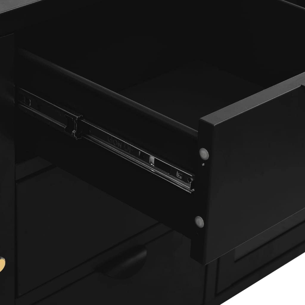 FAMIROSA Modern Black Steel Sideboard Cabinet with 3 Drawers & 2 Adjustable Shelves - 41.3