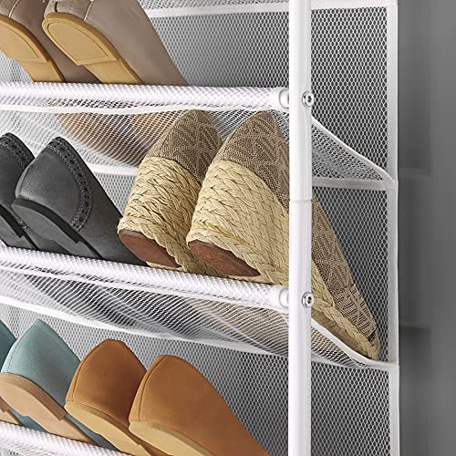 Whitmor Over the Door Shoe Organizer - Holds 36 Pairs of Shoes - Metal & Mesh Storage Rack - White - Perfect for Closet, Bedroom & Entryway Organization