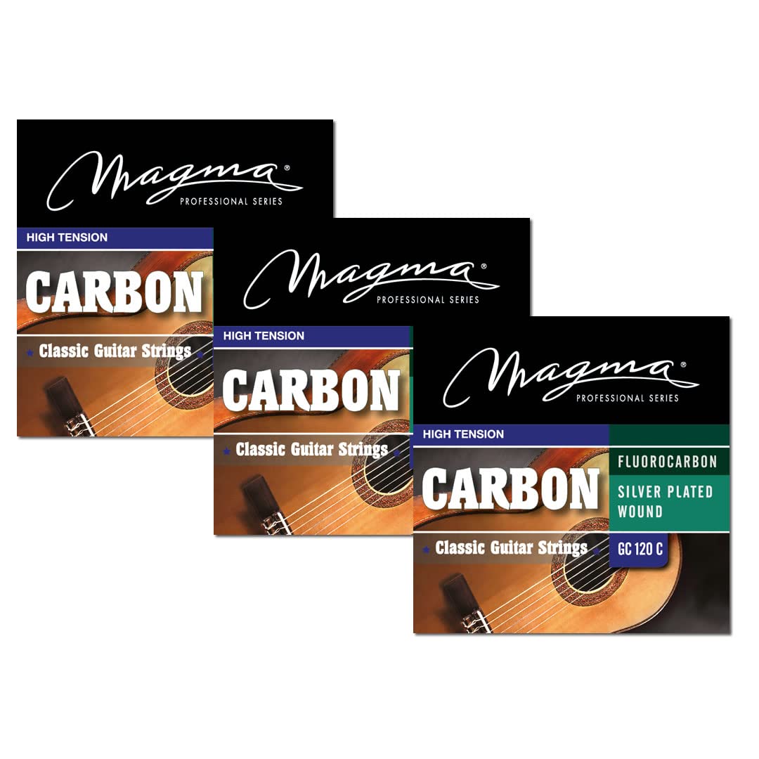 Magma GC120C Classical Guitar Strings - High Tension Fluorocarbon Nylon Trebles & Silver Plated Copper Basses (3 Sets) | Perfect for Professional Performances & Studio Recording