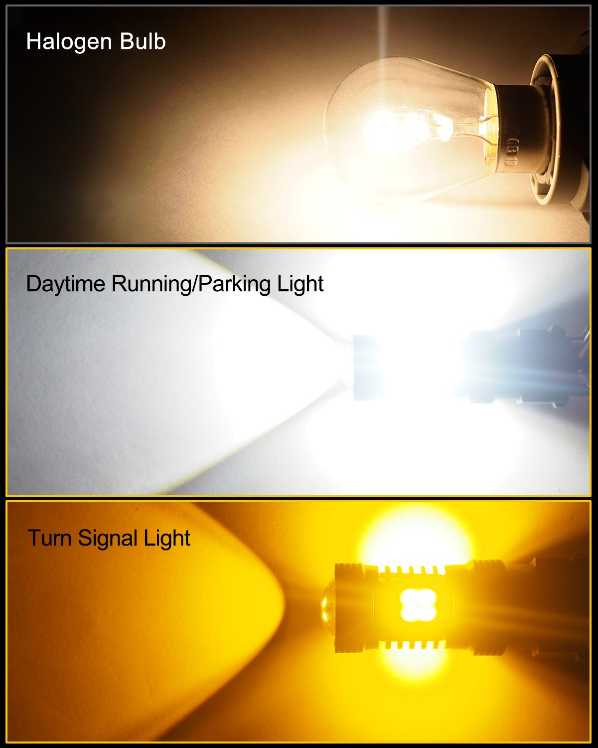 1157 LED Switchback Bulb - Amber/White Turn Signal Light with 3030 SMD Chips & Projector - Compatible with Parking Lights & Daytime Running Lights (DRL) - Perfect for Cars, Trucks, SUVs & Motorcycles