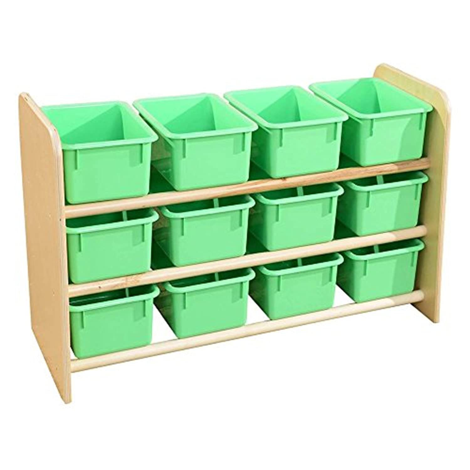 Wood Designs 13809LG See-All Storage Organizer with 12 Lime Green Trays - Perfect for Classroom, Office & Home Organization