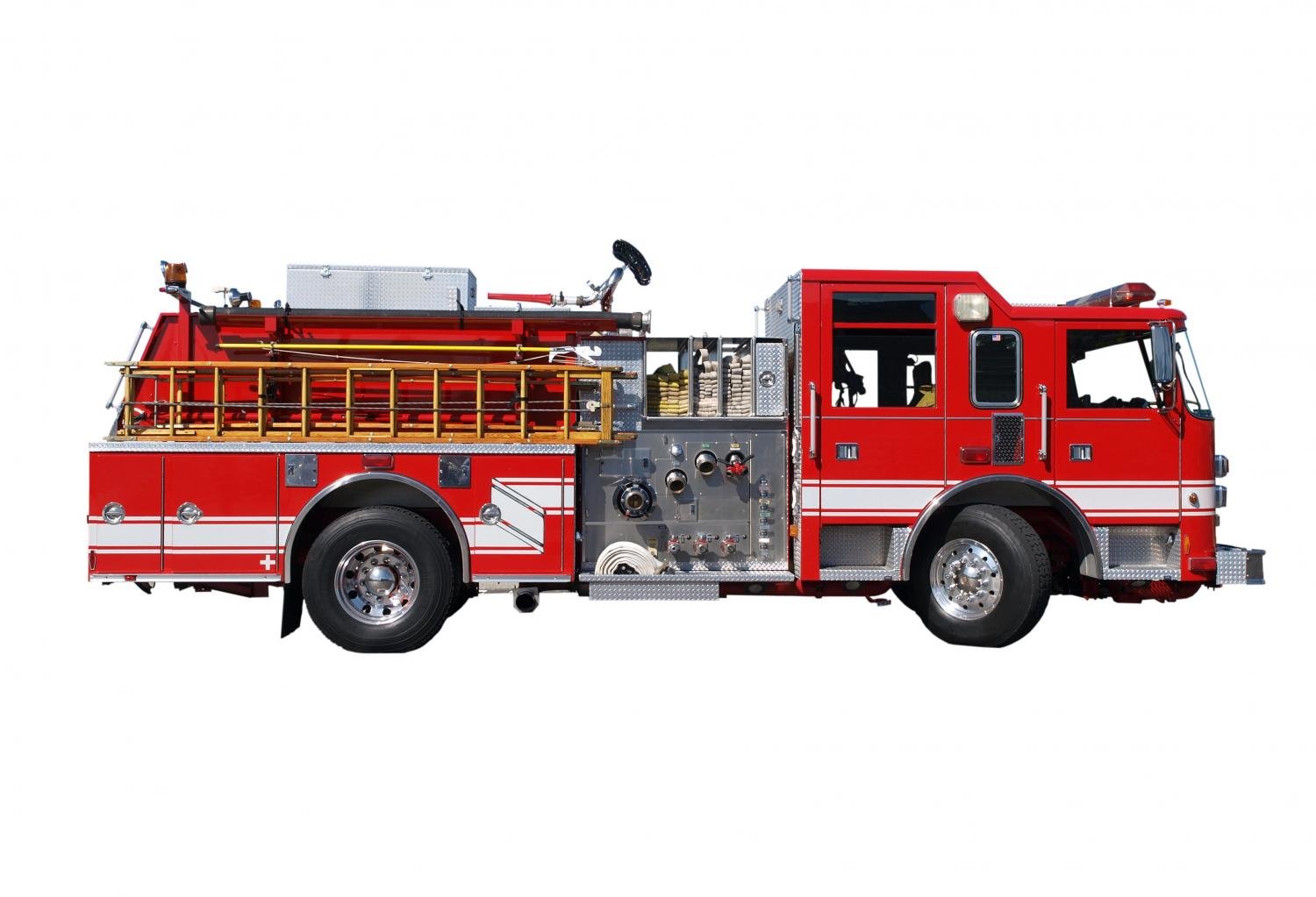 Wallmonkeys Ladder Fire Truck Wall Decal Peel and Stick Graphic - 36 x 25 Inches - Kids Room Decor, Nursery, Playroom, Classroom, or Office Wall Art