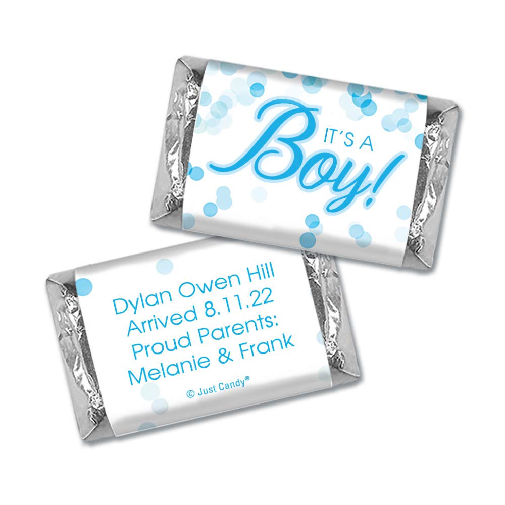 Personalized Baby Shower Favors - 75 Pack Mini Blue Candy for It's a Boy Celebration | Gender Reveal Party, Newborn Welcome Gifts, Baptism Favors