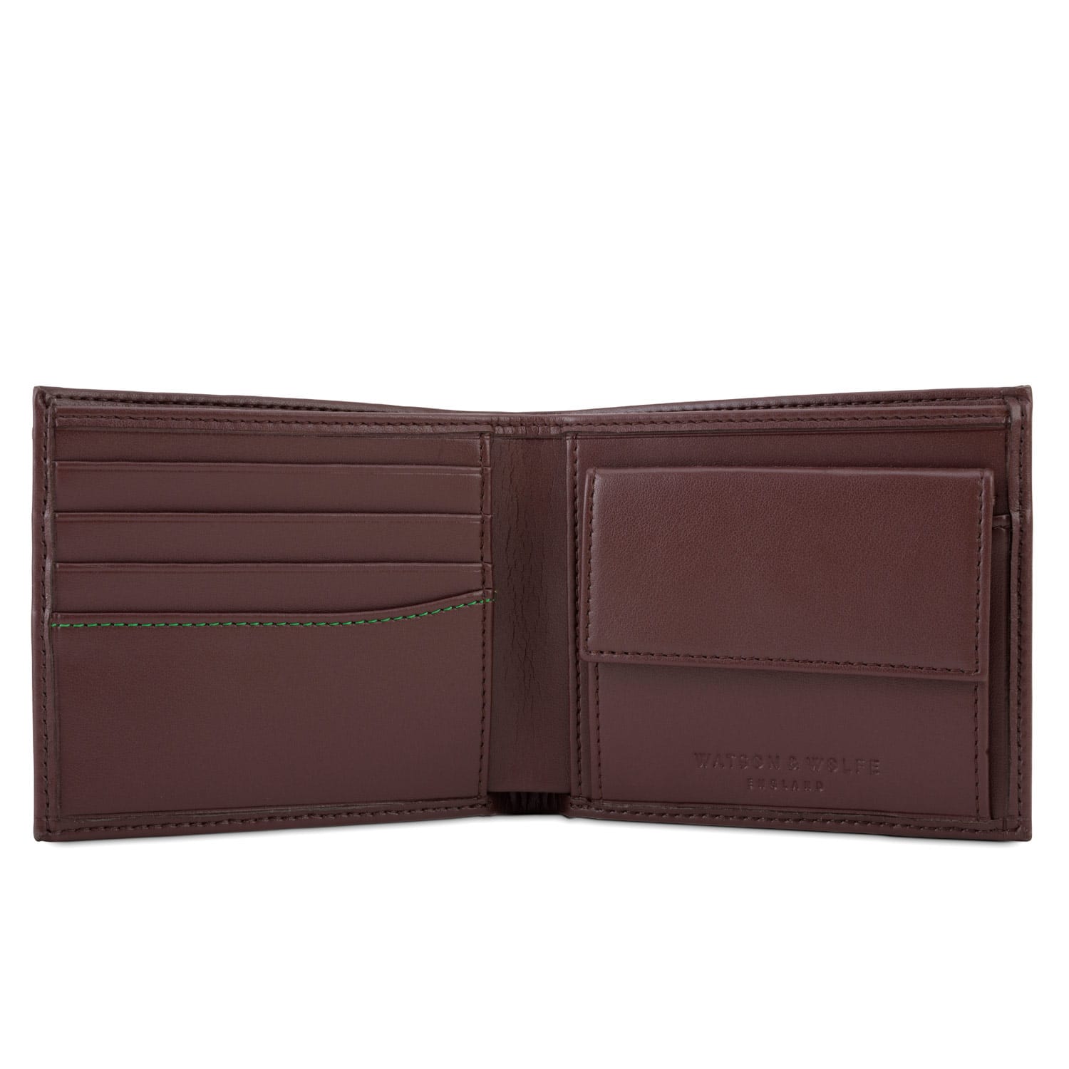 Vegan Leather Coin Wallet for Men & Women - Chestnut Brown & Emerald Green - Slim RFID Blocking Bifold Wallet for Everyday Use & Travel