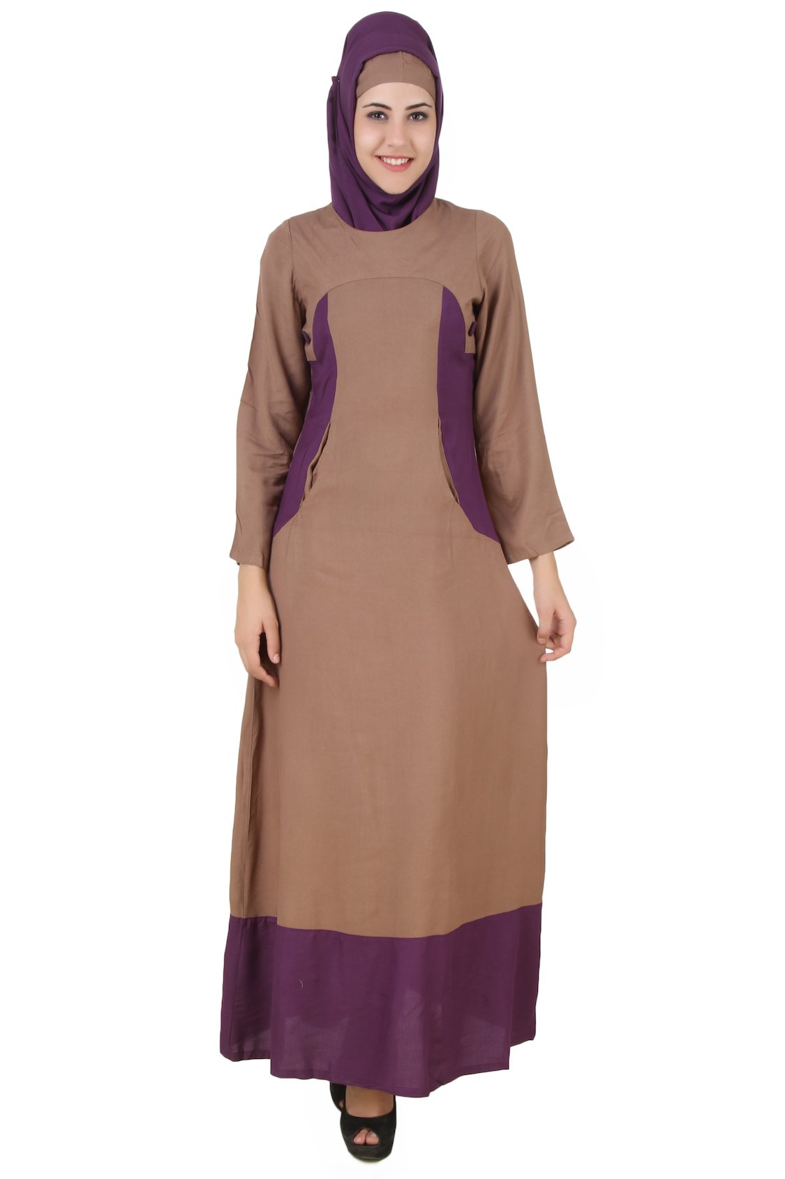 Afreen Khaki Rayon Abaya - Modest Muslim Prayer Dress for Women - Perfect for Prayer, Mosque, and Special Occasions
