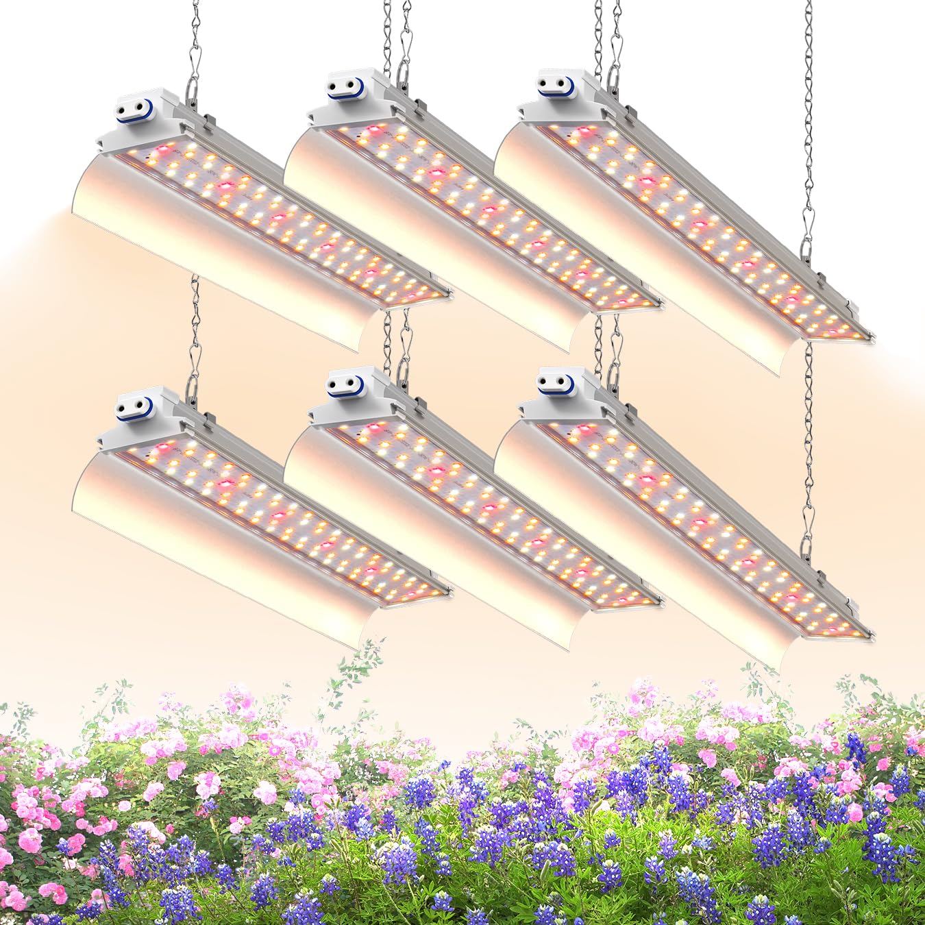 6 Pack LED Grow Lights 1.4FT Full Spectrum 660nm 3600K 108W (6×18W) with Reflectors - Indoor Plant Growing Lamp for Hydroponics, Greenhouse & Home Gardening