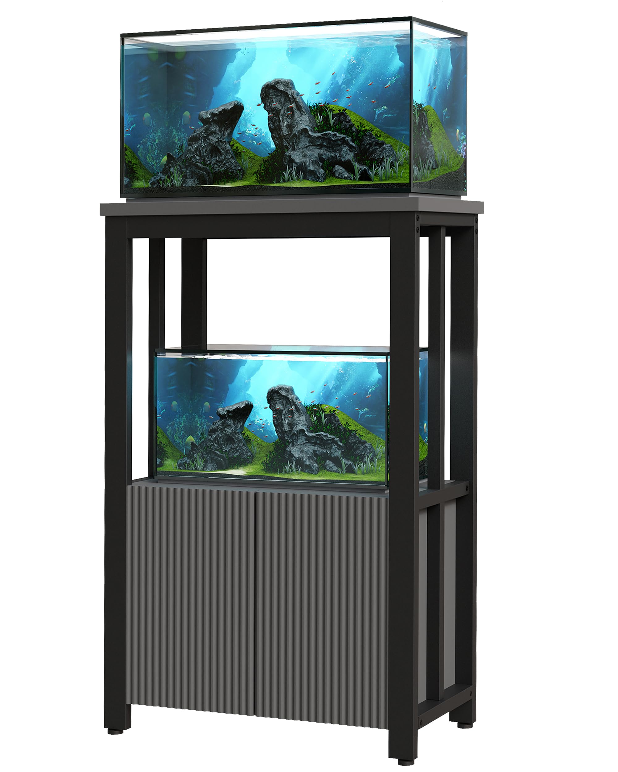 BEWISHOME 5-10 Gallon Fish Tank Stand - Heavy Duty Aquarium Stand with Thickened Metal Frame & Storage Cabinet - 20.5