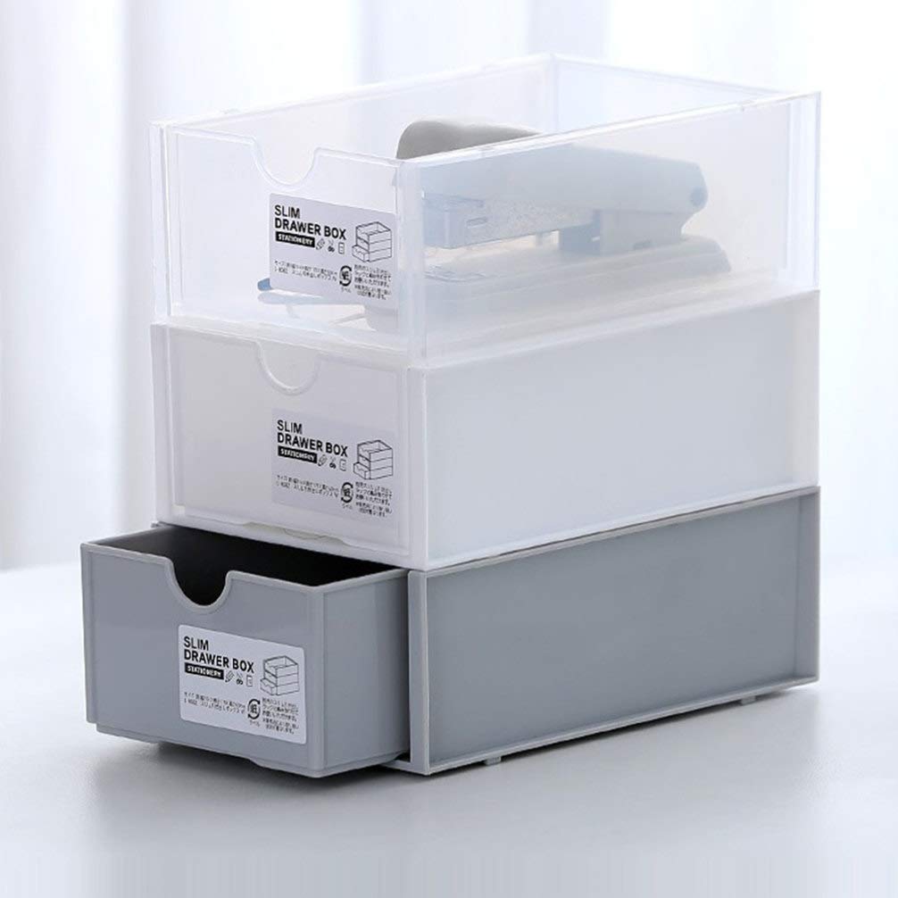 2-Pack Hemoton Stackable Plastic Storage Boxes - Modern Desktop Organizer for Makeup, Jewelry, Stationery & Office Supplies | Drawer & Bin Storage Solution for Home & Office Organization