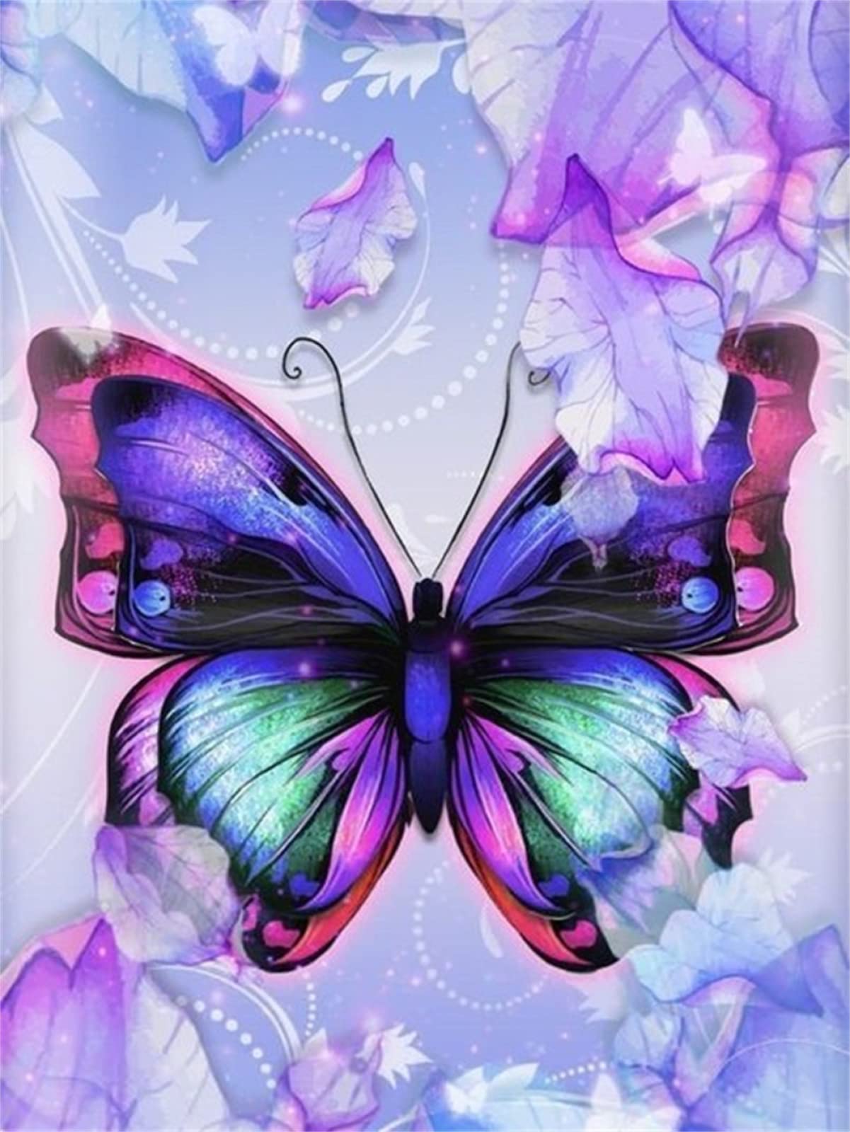5D Diamond Painting Kit for Adults - Fantasy Purple Butterfly DIY Diamond Art, Full Drill Rhinestone Cross Stitch Mosaic (70x100cm) - Wall Decor, Creative Gift for Home & Office Decoration, Stress Relief & Craft Lovers