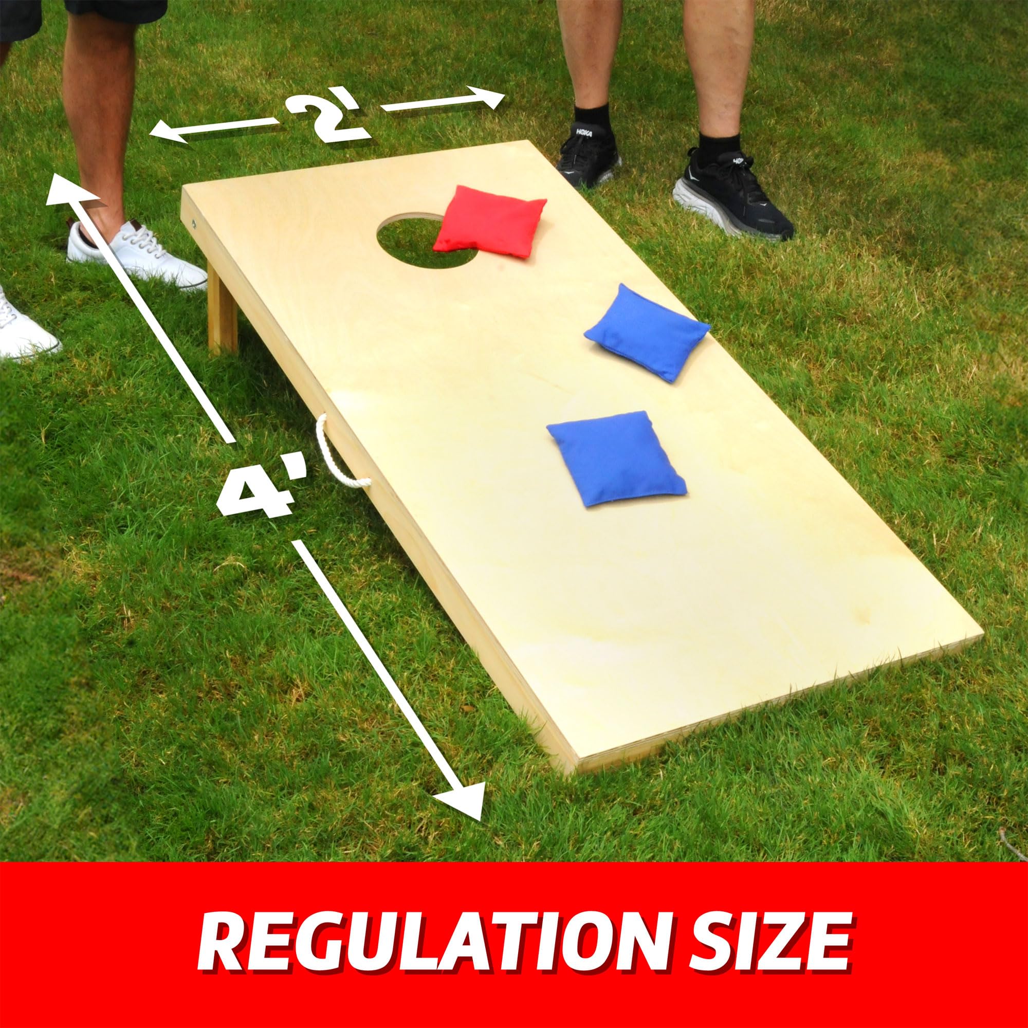Regulation Size Wood Cornhole Game Set with All-Weather Bags - Outdoor Lawn, Backyard, Tailgate Party & BBQ Games for Adults & Family