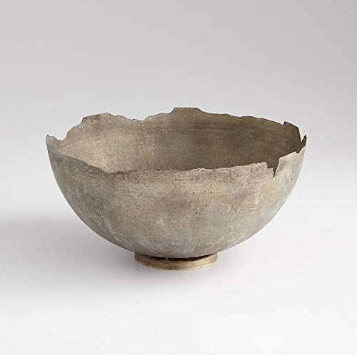 13.5 Inch Whitewashed Iron Decorative Bowl - Pompeii Style Rustic Home Decor for Centerpieces, Wall Display & Farmhouse Table Setting