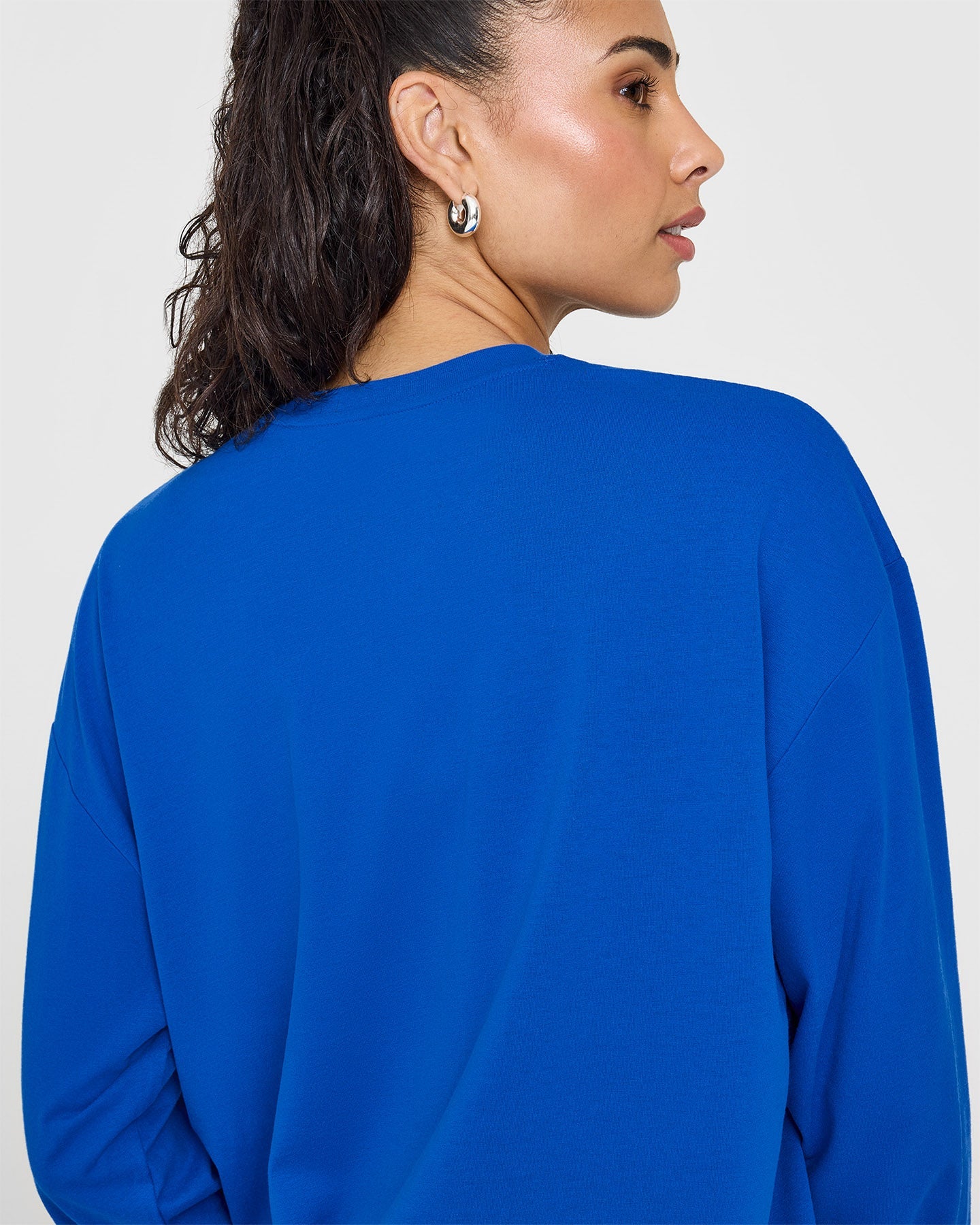 Classic Oversized Lightweight Long Sleeve T-Shirt for Women - Soft Breathable Cotton Blend, Cobalt Blue | Casual Loungewear, Layering Essential & Everyday Comfort