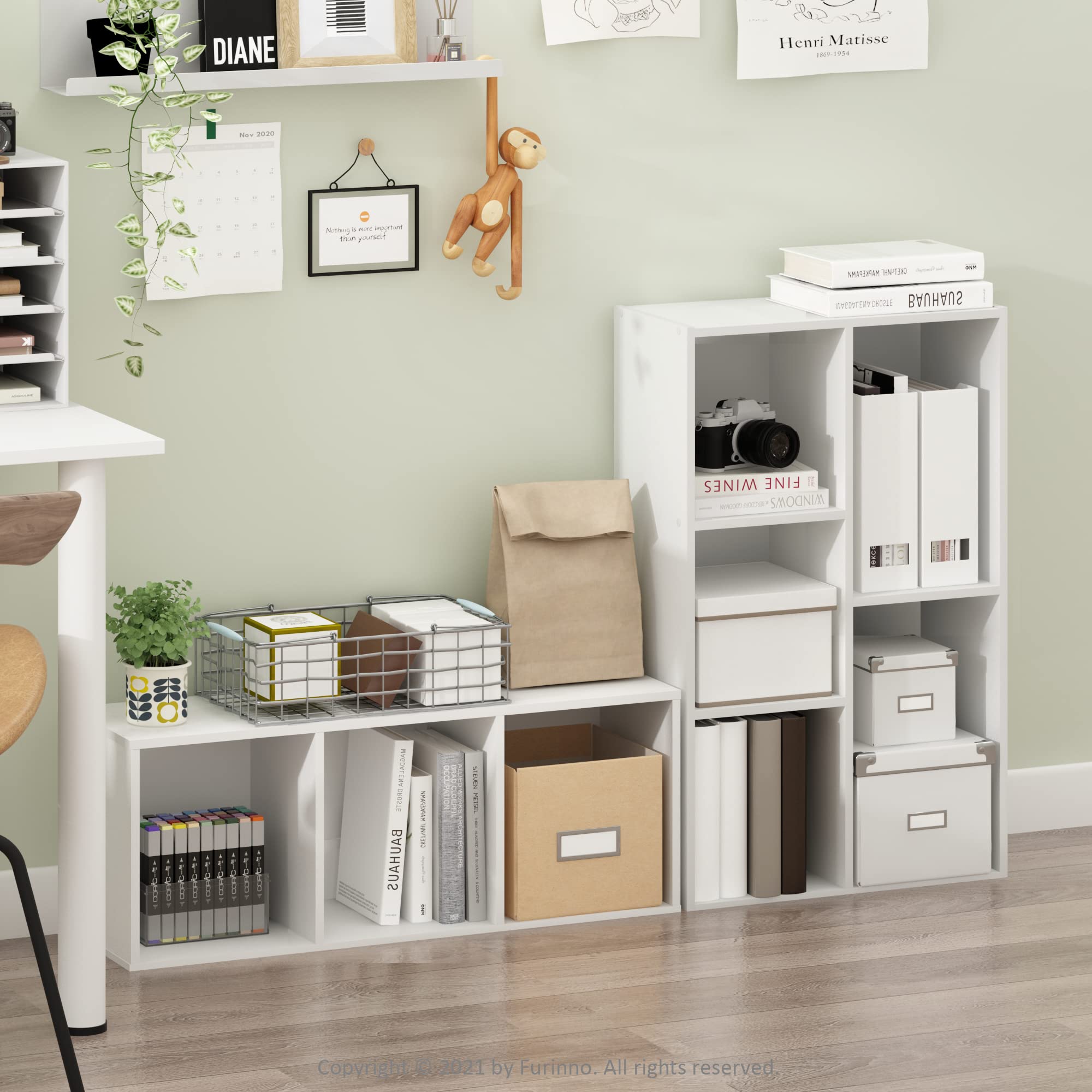 Furinno Luder 5-Cube Open Shelf Organizer - No Tools Assembly Required - White - Perfect for Home Office, Living Room & Bedroom Storage
