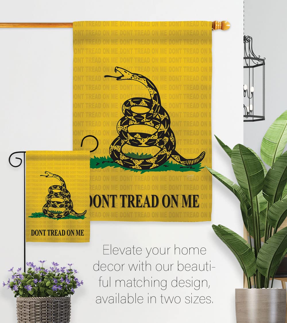 Breeze Decor Gadsden Americana House Flag Set 28x40 - Patriotic Outdoor Decor