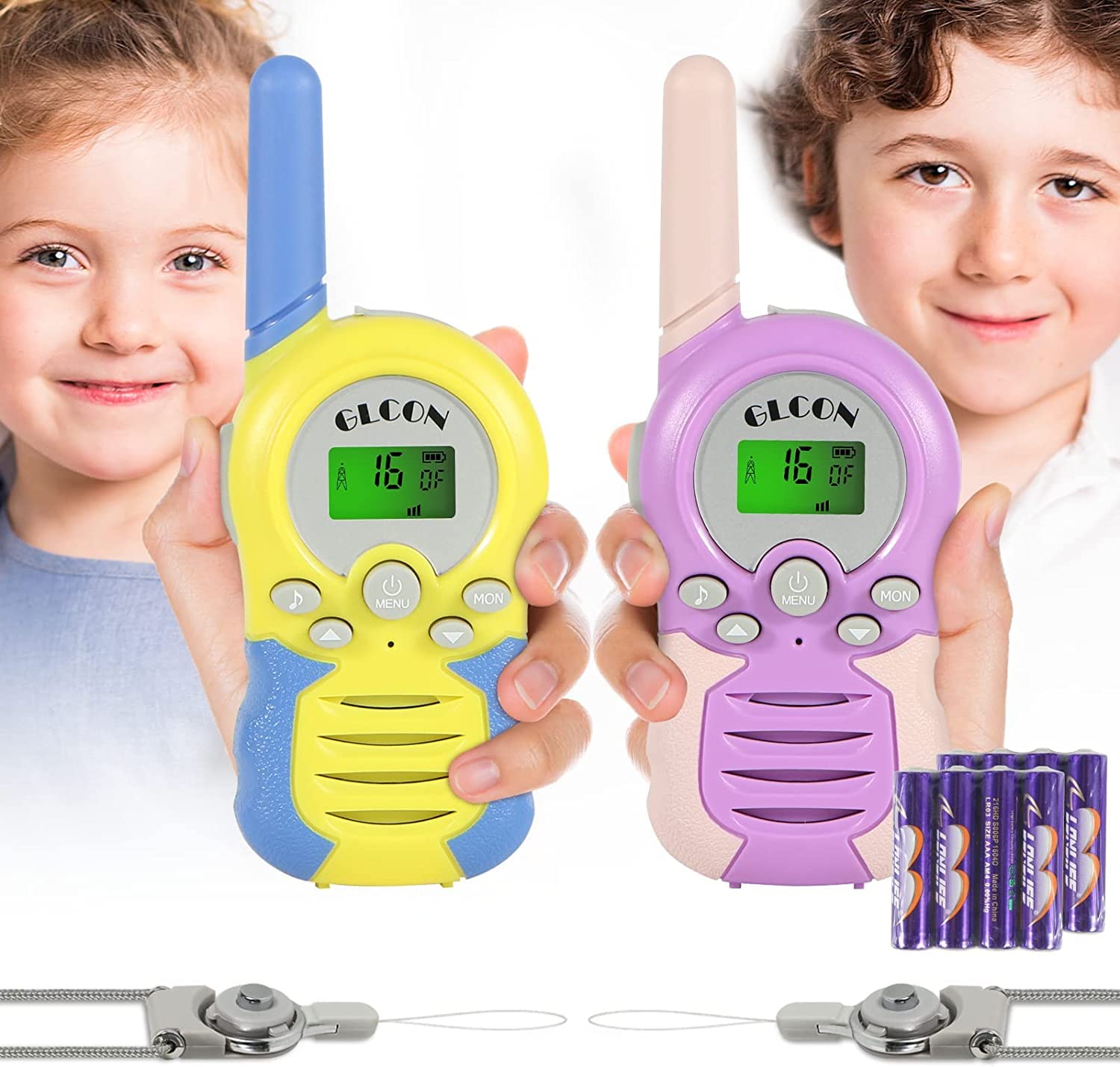 GLCONN 22 Channel Kids Walkie Talkies - 2 Pack Long Range 3.1 KM 2 Way Radios for Boys & Girls Ages 3-12 - Best Toy Gift for Outdoor Play, Camping & Family Adventures