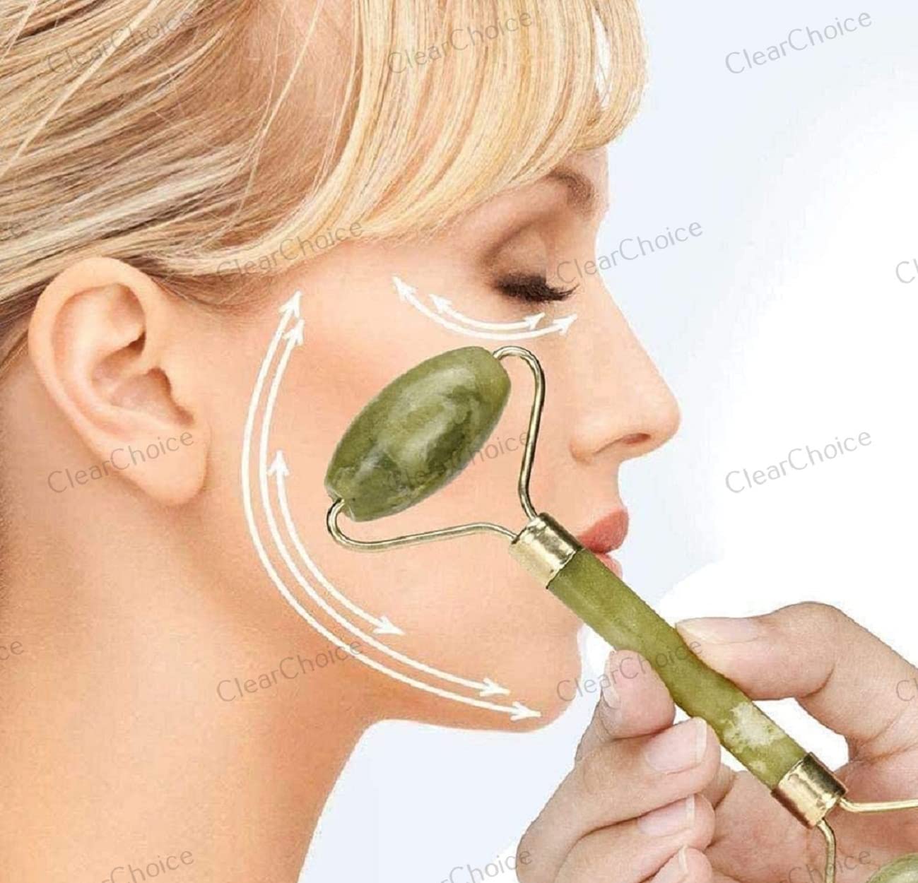 ClearChoice Facial Roller Massager - Jade & Rose Quartz Face Massage Tool for Skin Care, Wrinkle Reduction & Lymphatic Drainage - Perfect for Face, Neck & Eye Treatment - Great for Morning Routine, Spa Day & Travel Skincare