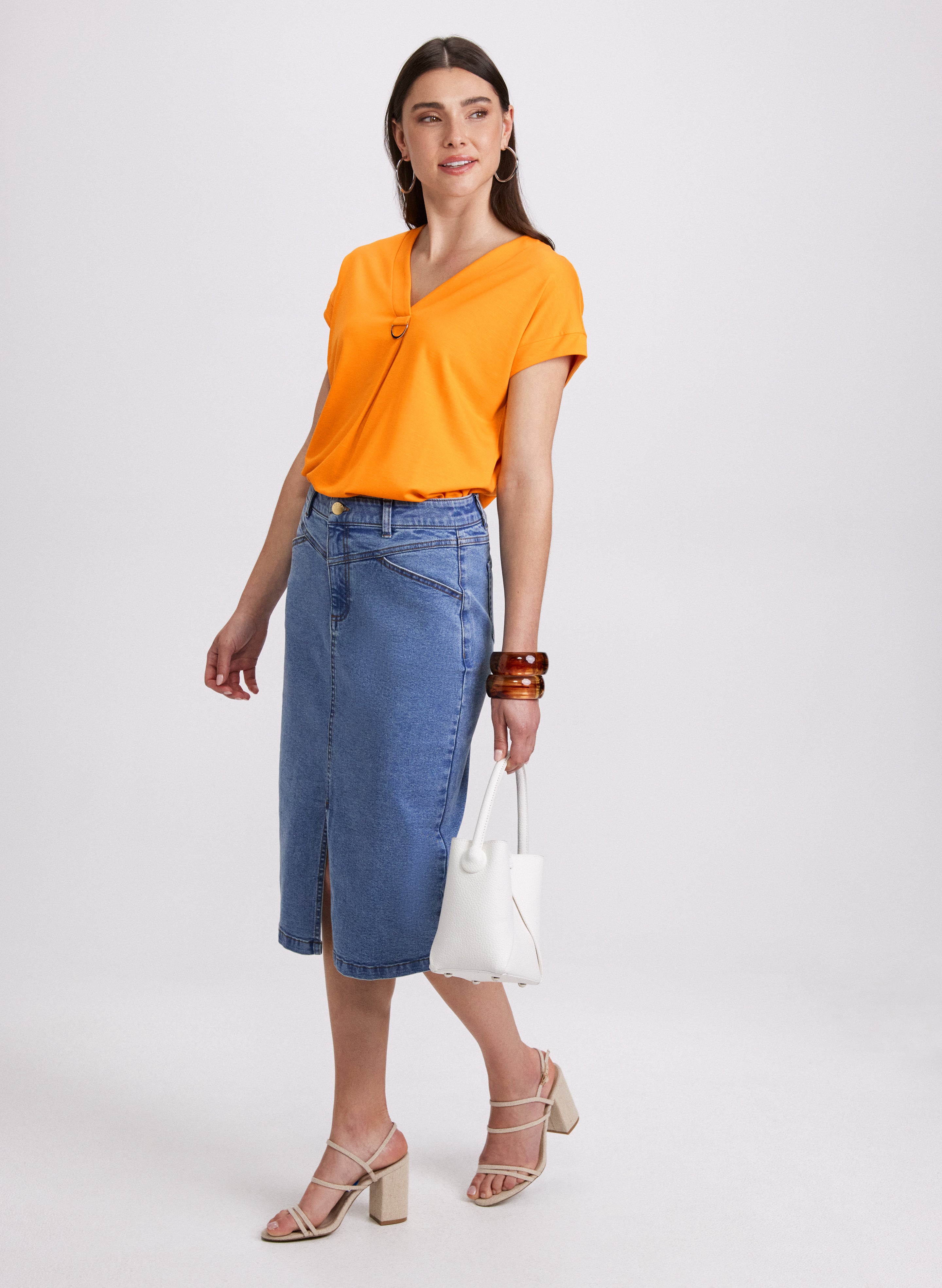 D-Ring T-Shirt for Women - Desert Orange Petite Size - Soft Cotton Casual Tee - Perfect for Everyday Wear, Outings & Layering