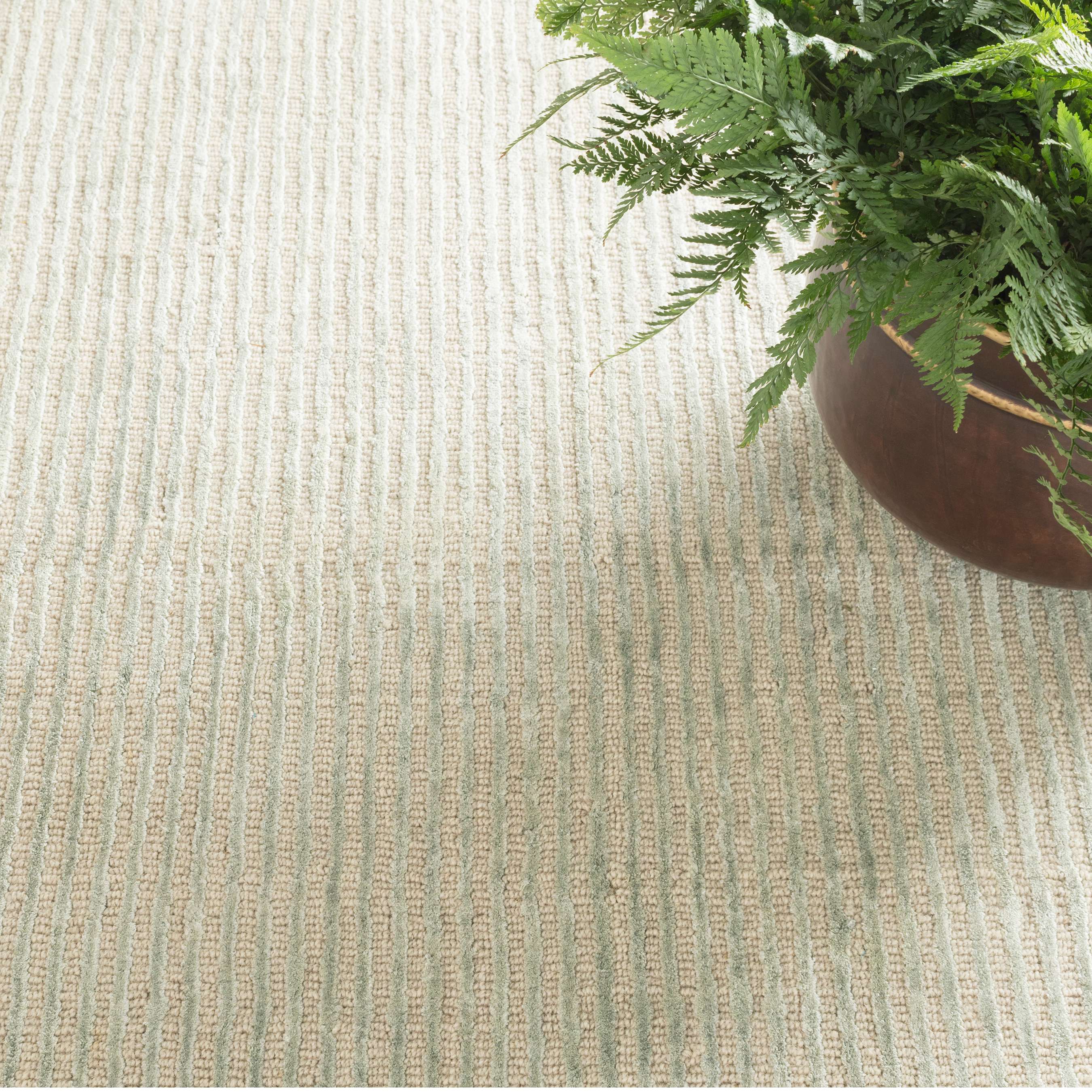 Dash & Albert Cut Stripe Ocean Blue Hand Knotted Viscose/Wool Area Rug - Soft & Durable for Living Room, Bedroom & Nursery Decor
