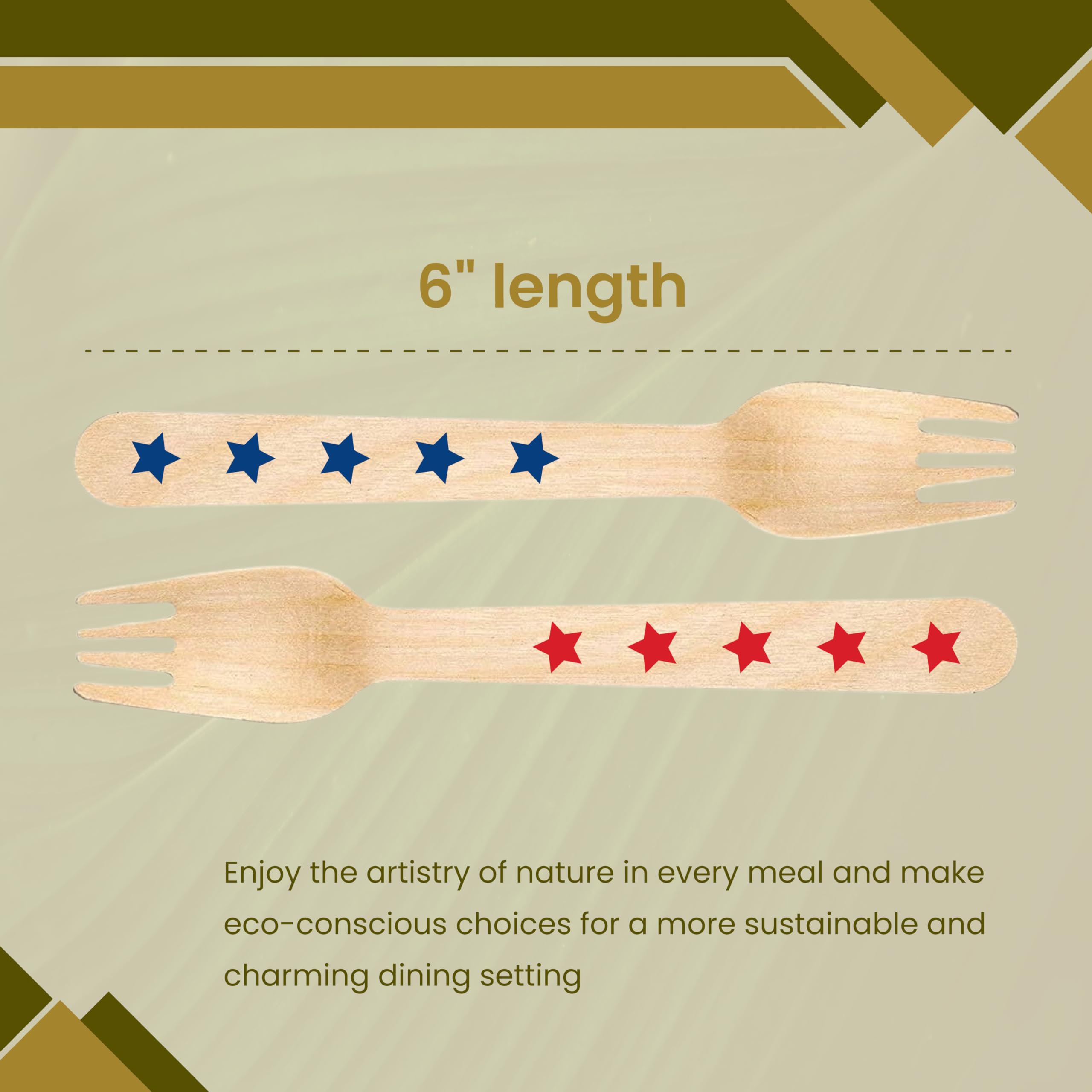 20-Pack Wooden Cutlery Forks with Star Design - Eco-Friendly Disposable Utensils for Parties, Picnics & Weddings - Blue & Red Color Options