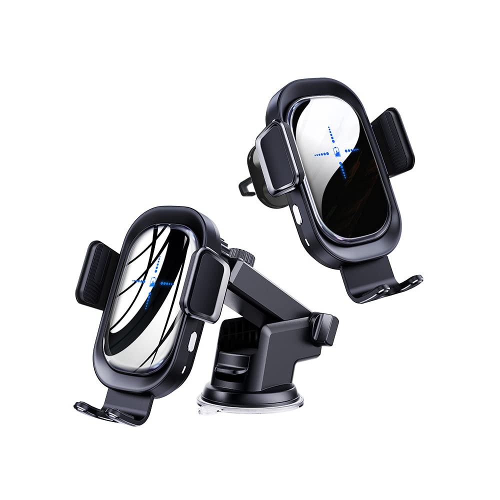PAWCUB 15W Qi Fast Wireless Car Charger - Auto-Clamping Air Vent Phone Mount Holder for iPhone 14/13/12/11 Pro Max/XS & Samsung Galaxy S22 Ultra/S21/S20/S10 - Perfect for Commuting, Road Trips & Hands-Free Driving