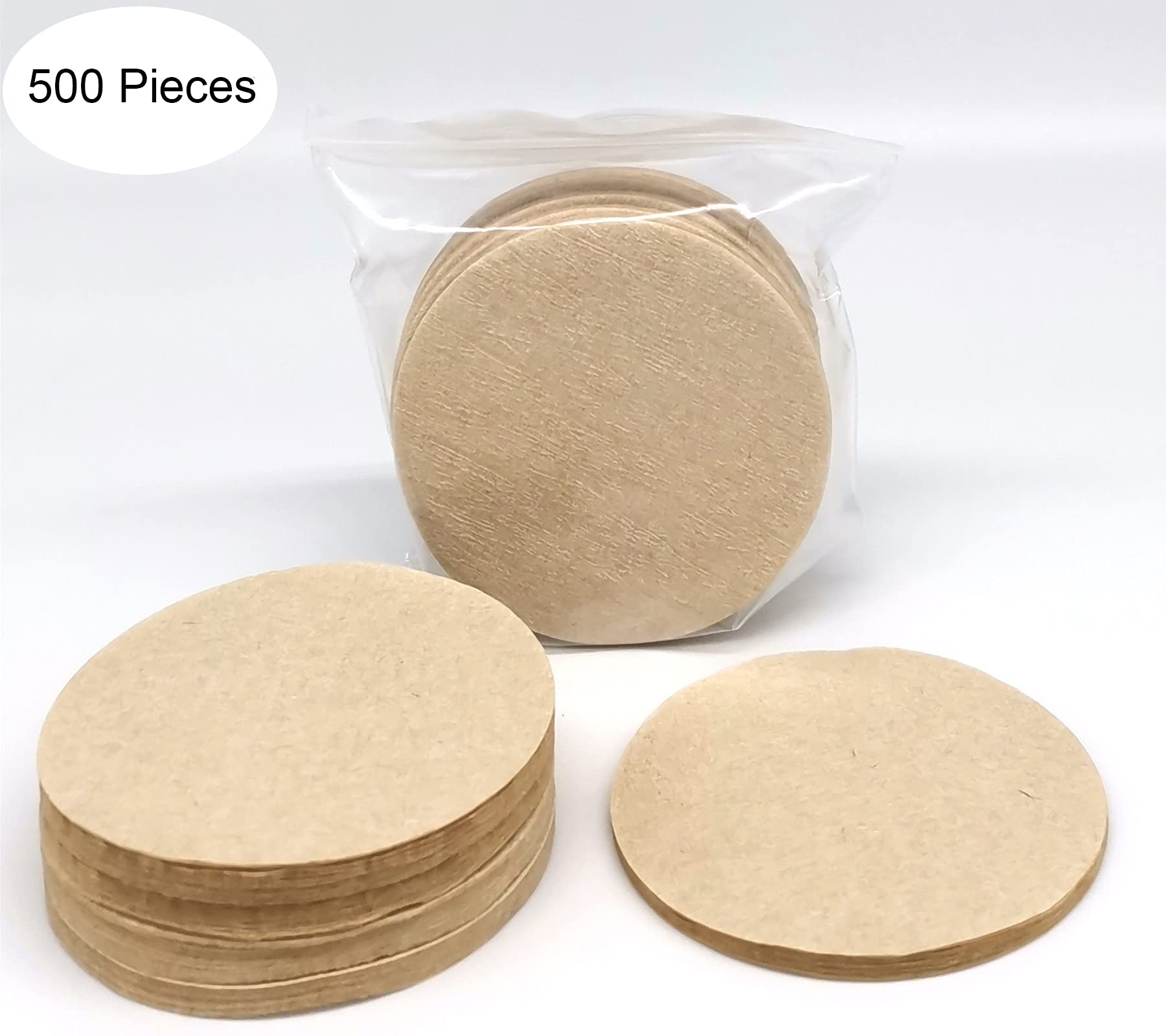 Premium Unbleached Coffee Filters - 500 Count Natural Brown Round Paper Filters, Universal Fit for AeroPress & Most Coffee Makers | Eco-Friendly Brewing at Home or Office