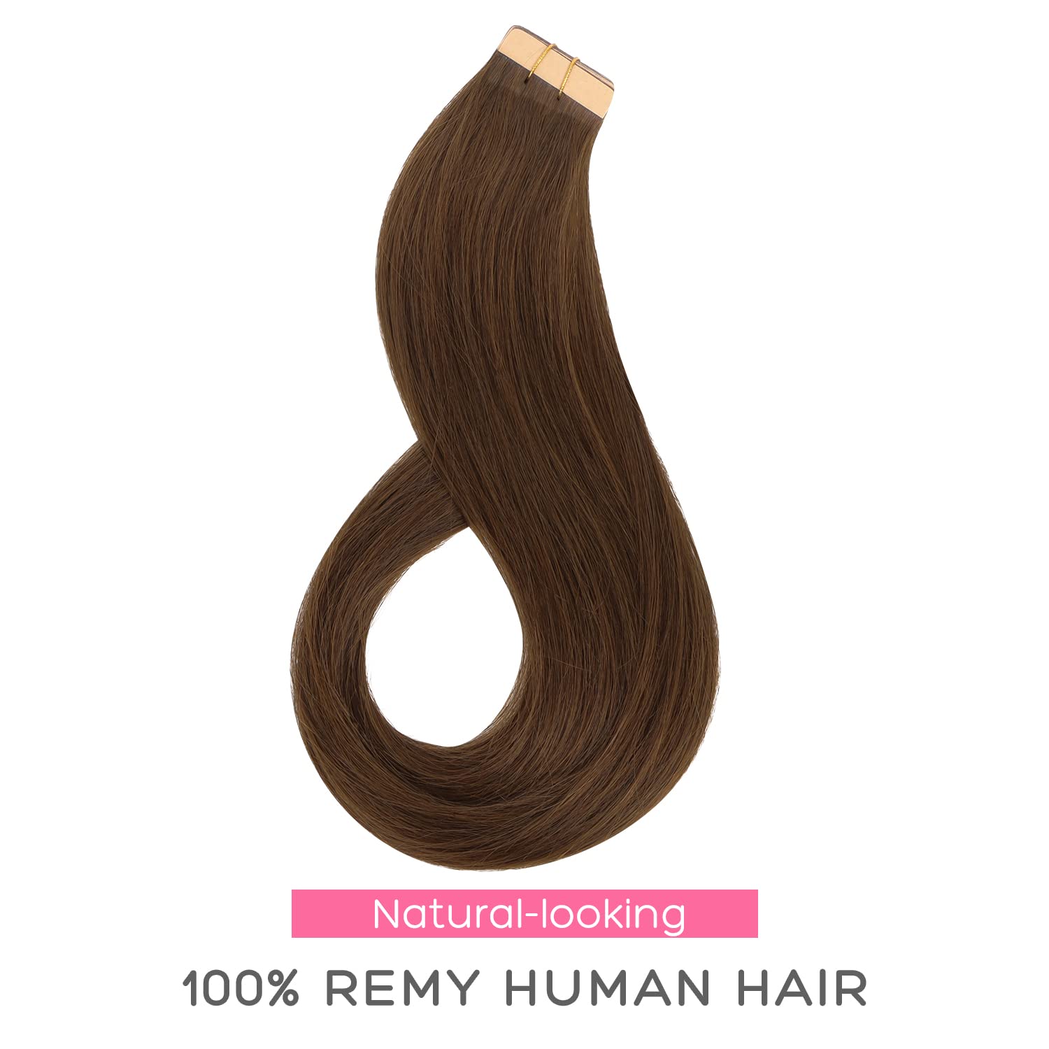 Marat 22-Inch Chocolate Brown Tape-In Hair Extensions – 50g Real Human Hair, Natural Straight for Seamless Blending | Perfect for Weddings, Parties & Everyday Styling