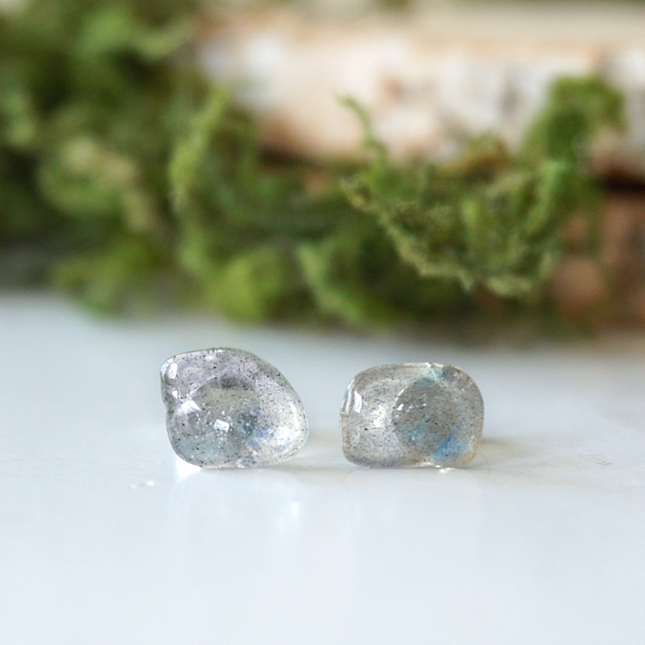 Natural Labradorite Stud Earrings for Women - Hypoallergenic Sterling Silver Post Earrings - Perfect for Everyday Wear, Gifts & Special Occasions