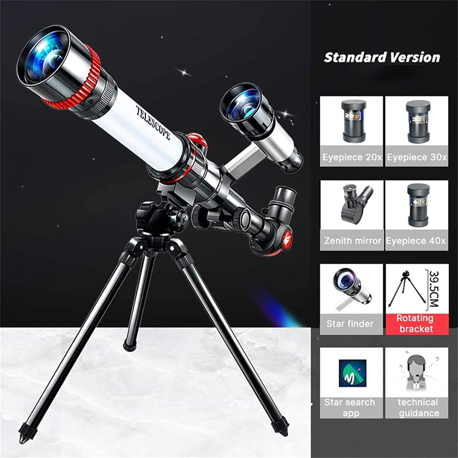 Professional Astronomical Telescope for Adults & Beginners - High-Quality Stargazing Telescope with Finder Scope for Moon & Star Observation - Perfect Astronomy Gift for Young Astronomers (White) - Ideal for Backyard Astronomy, Camping & Space Exploration Enthusiasts